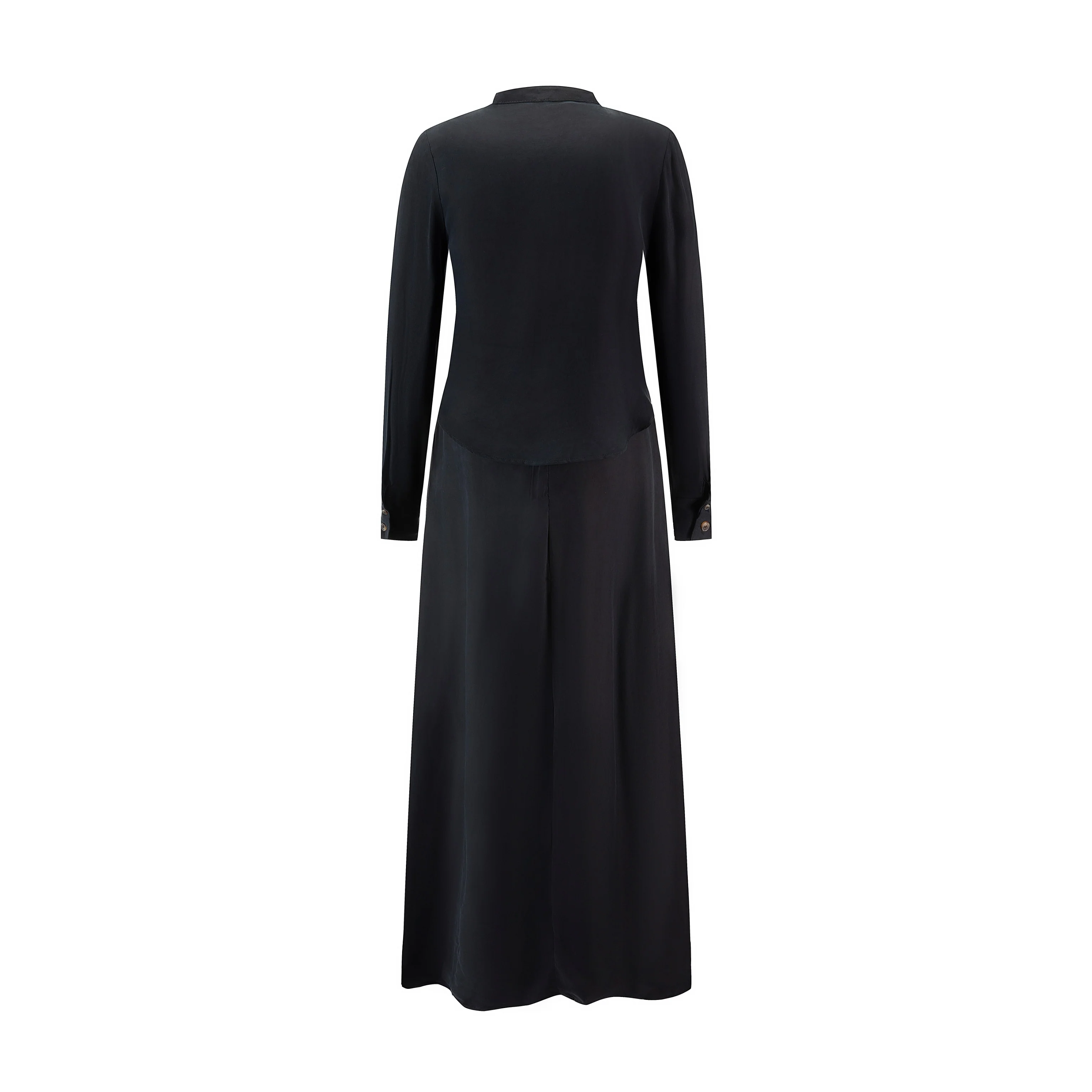 Suede Jumper with Tie Overlay - Black - Image 3