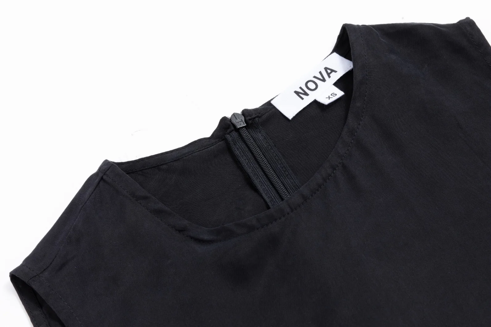 Suede Jumper with Tie Overlay - Black - Image 6