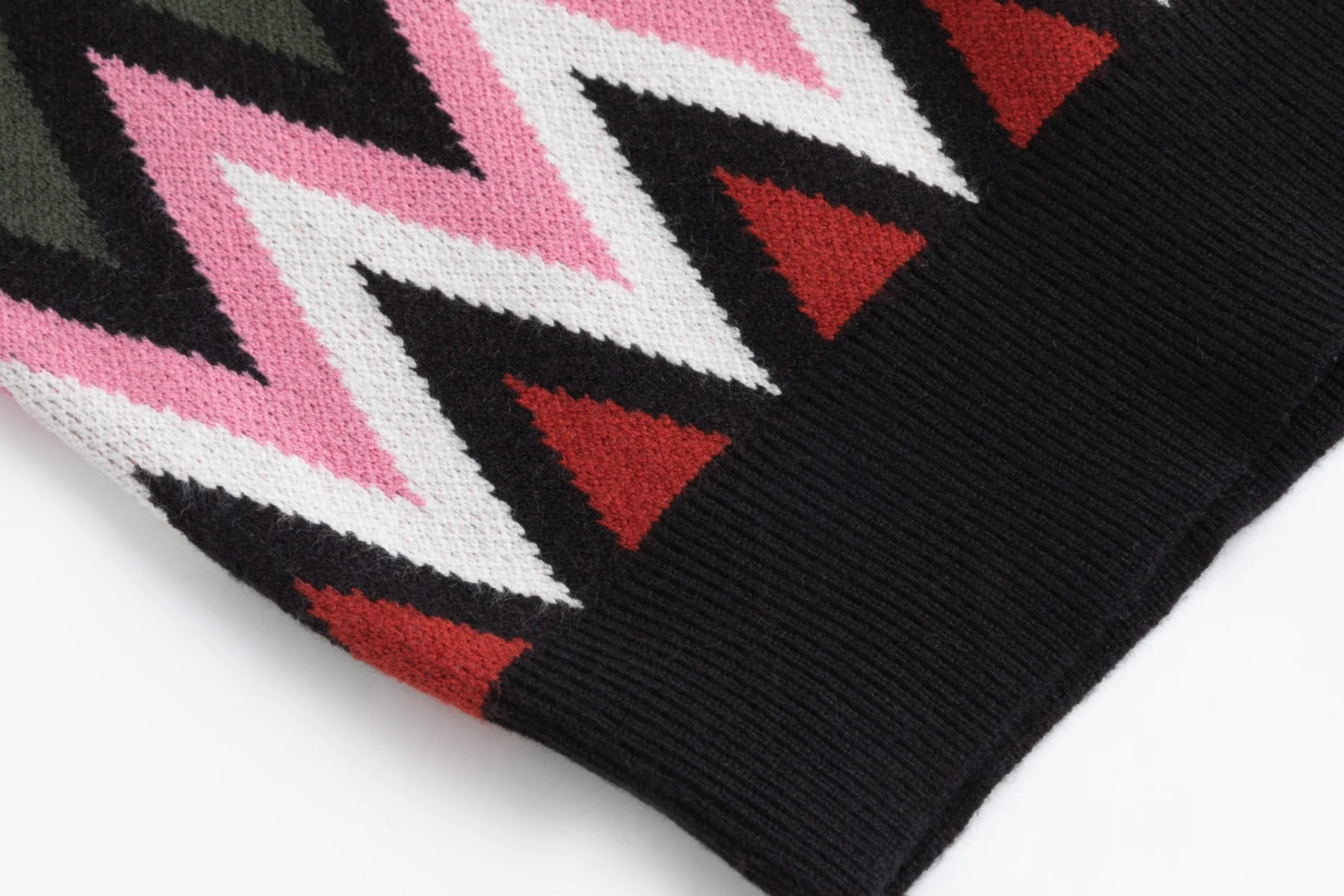 Black Sweater With Multi Colored Zig Zag Print - Image 5