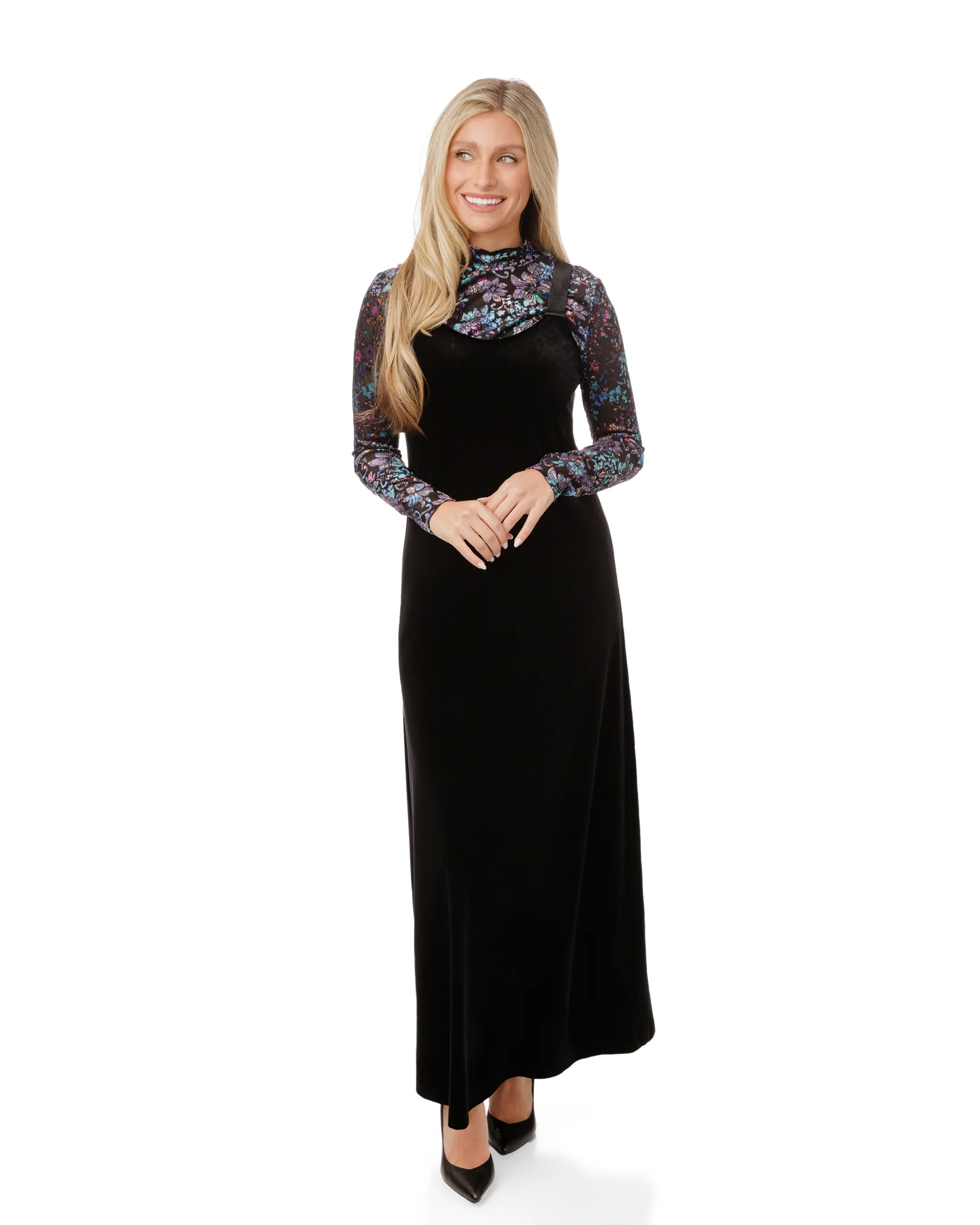 Black Velvet Jumper With Printed Cut Velvet Underlay