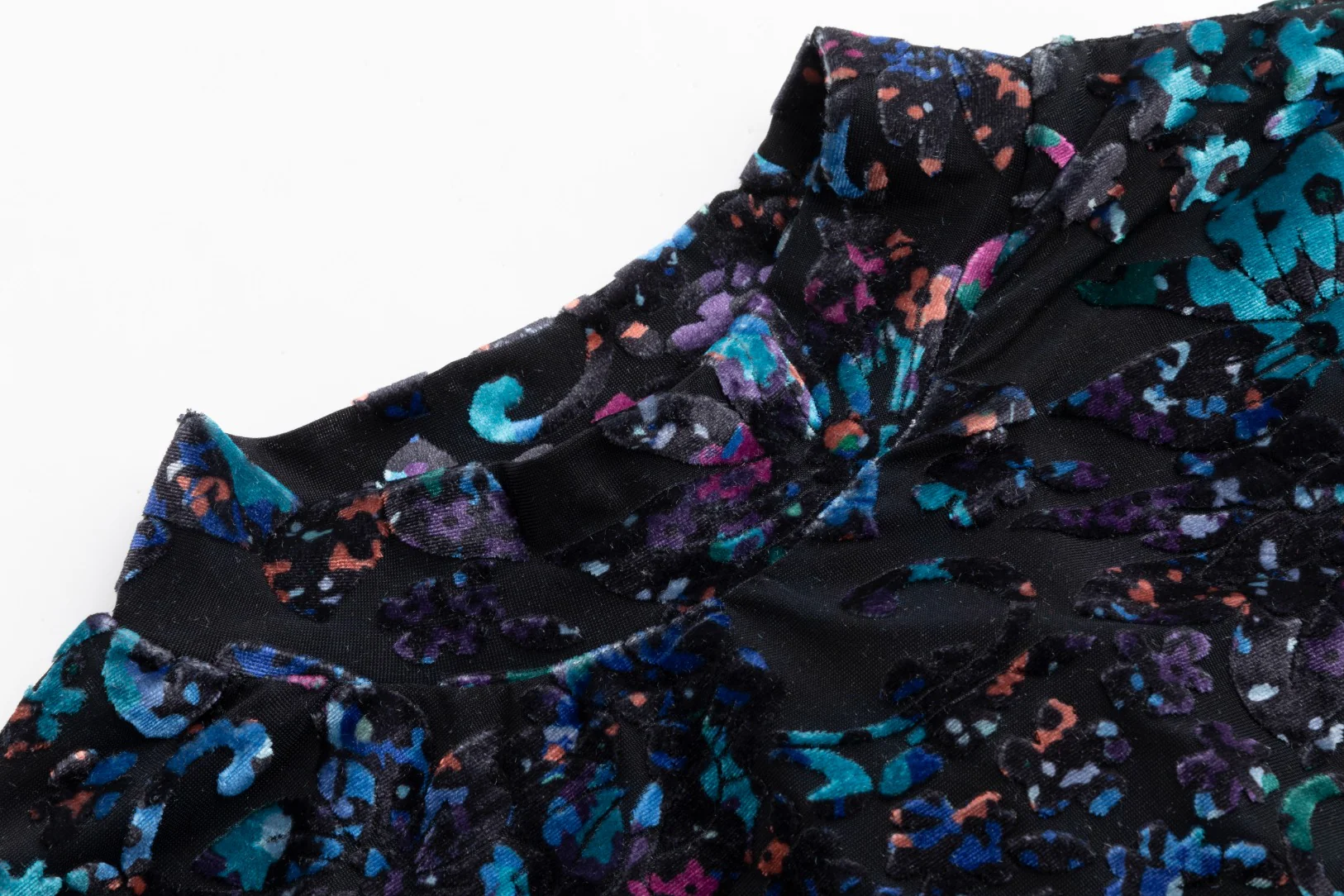 Black Velvet Jumper With Printed Cut Velvet Underlay - Image 4