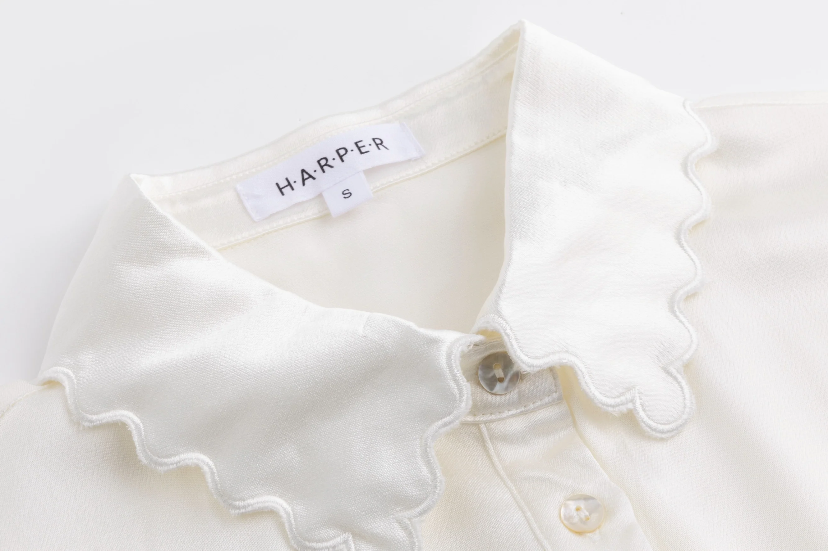 Blouse With Scalloped Collar - Silk - Image 5