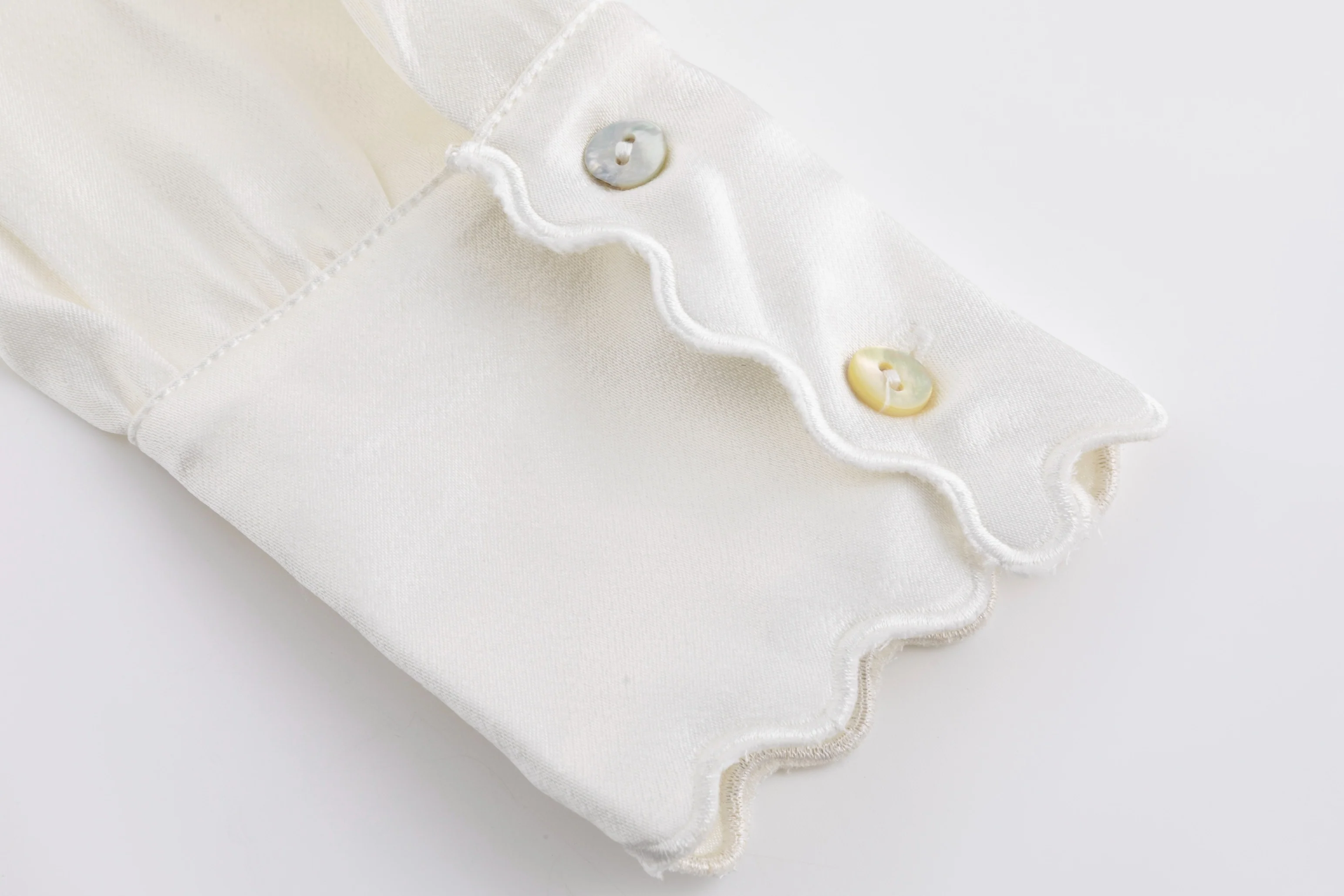 Blouse With Scalloped Collar - Silk - Image 6