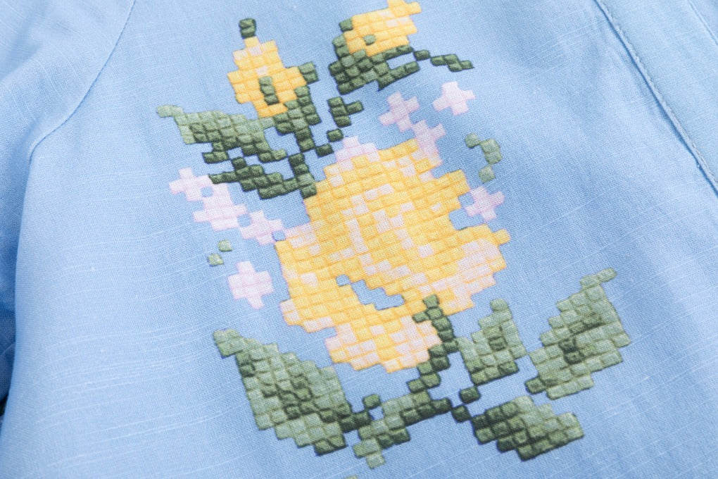 Blue And Yellow Printed Linen Dress - Image 5