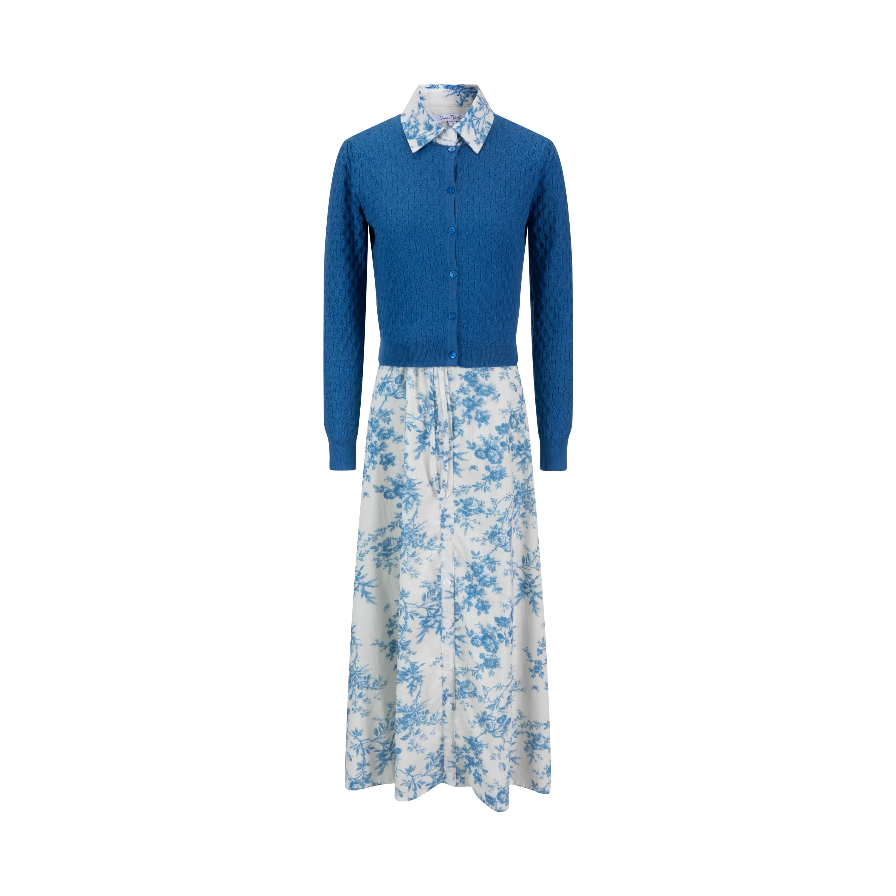 Blue Floral Overlay Dress - Image 2
