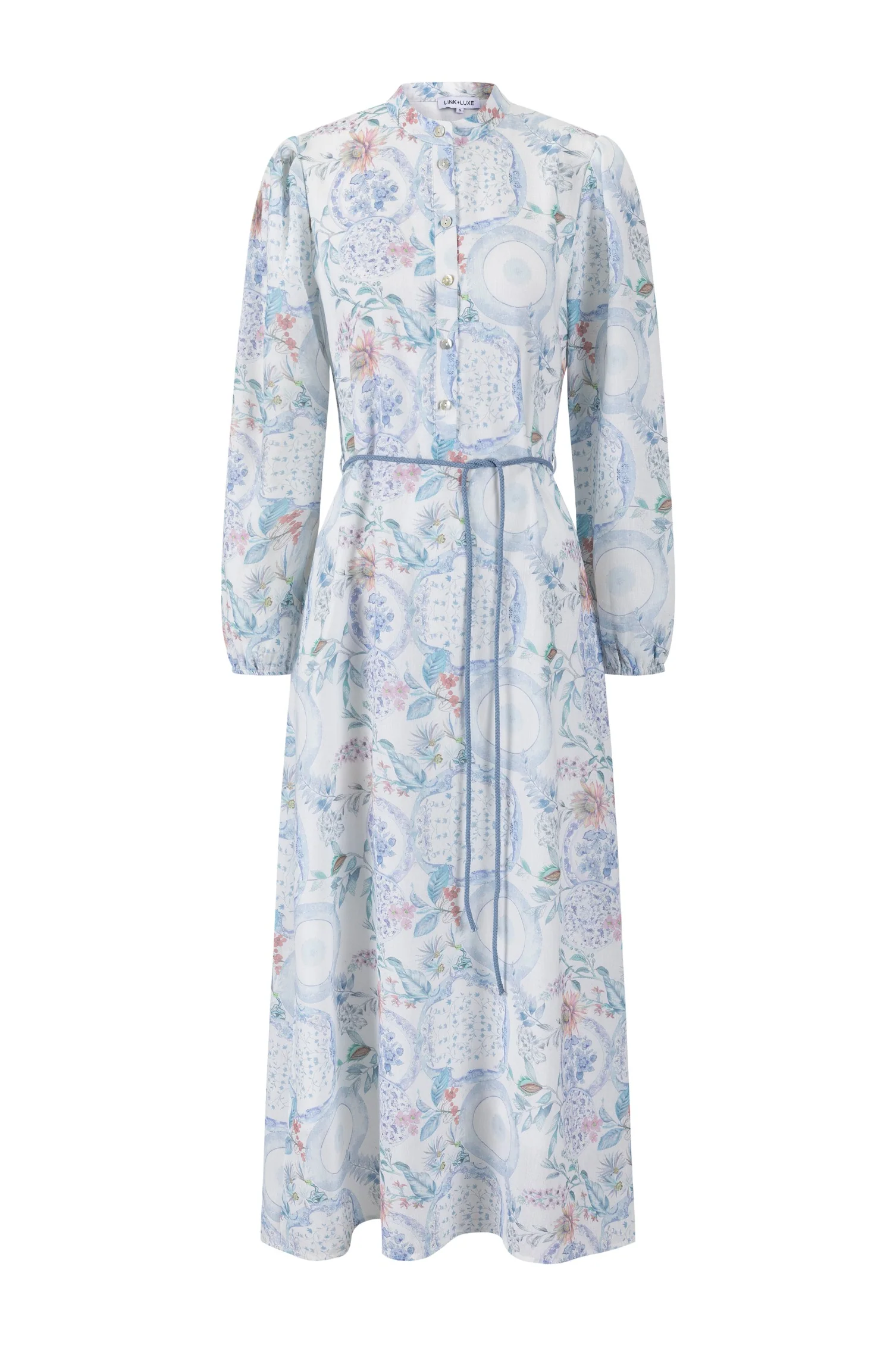 Blue Floral Printed Dress - Image 3