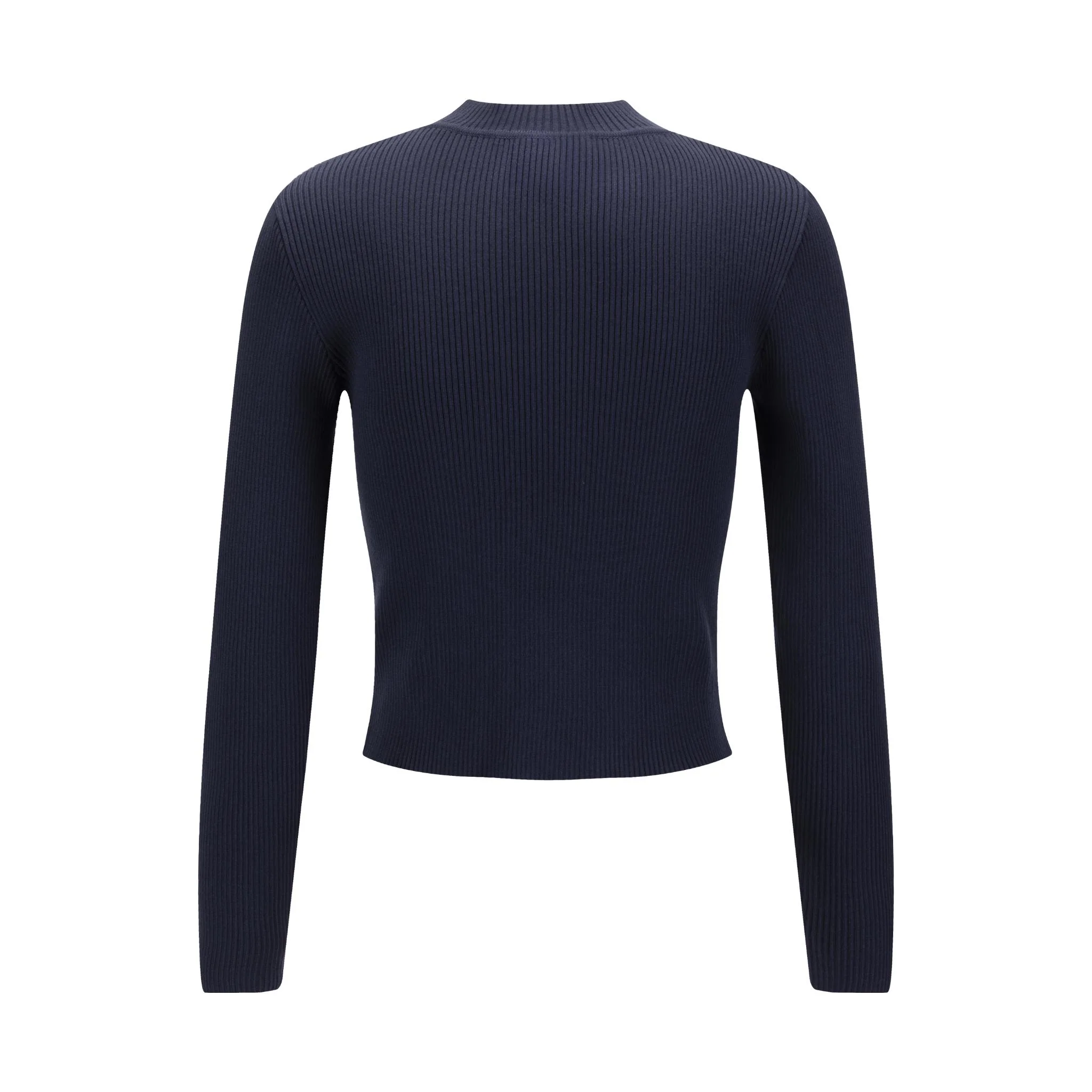 Blue Knit Mock Neck Top - Image 2