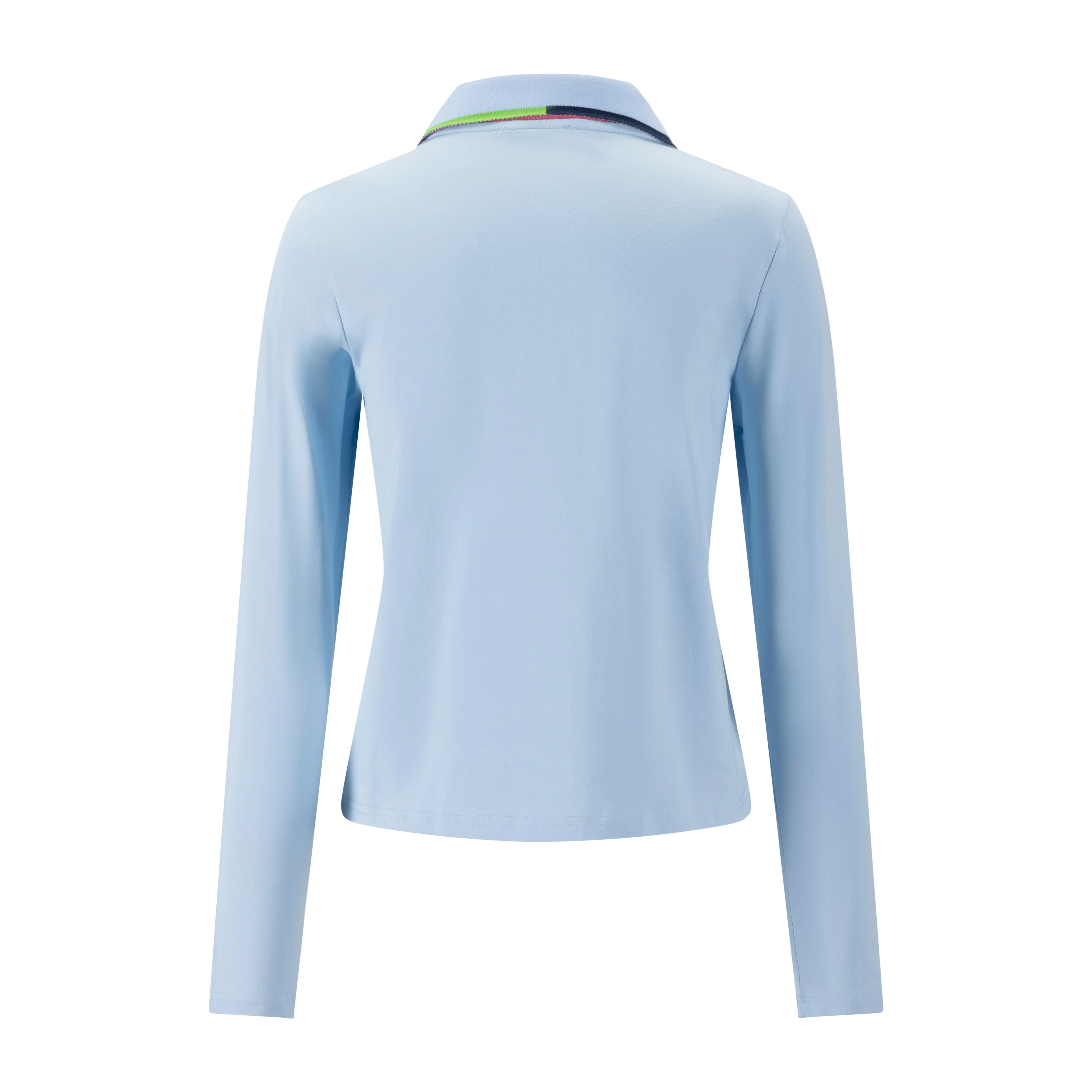 Blue Polo With Multi Color Collar Detail - Image 3