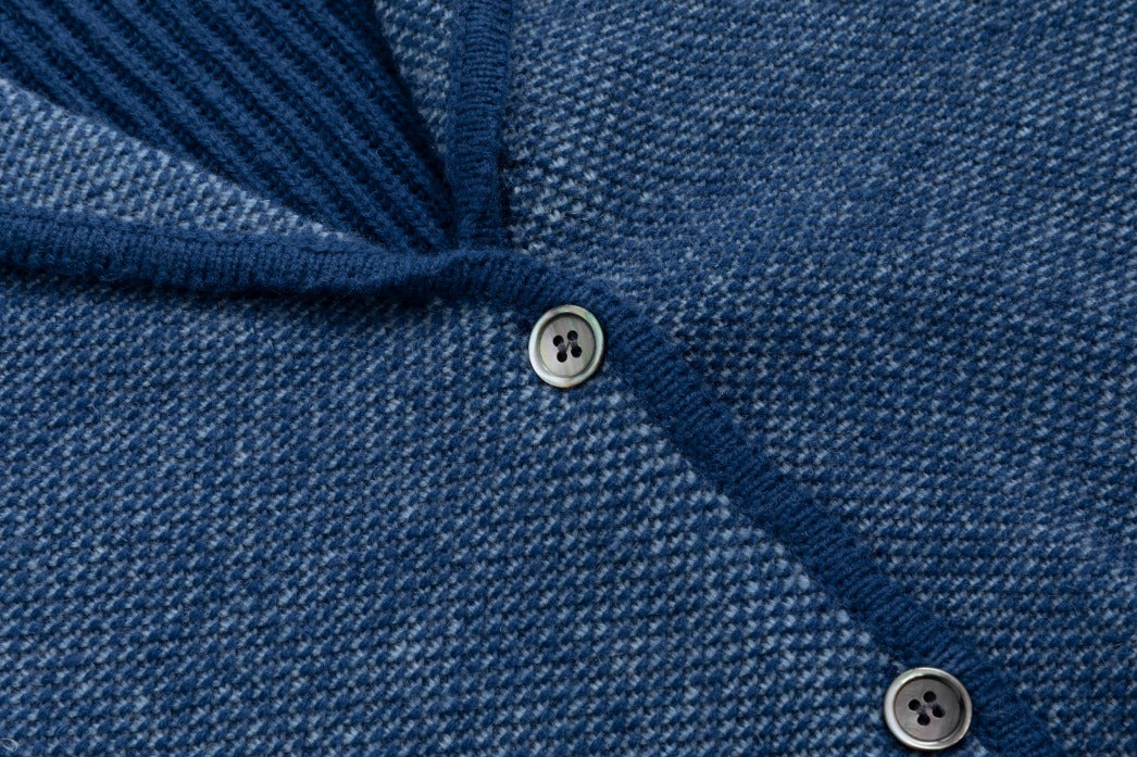 Ribbed Sleeve Knit Blazer - Blue - Image 10
