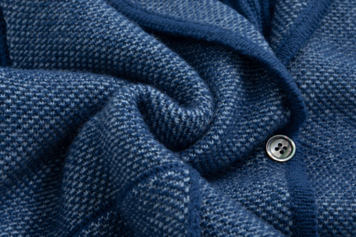 Ribbed Sleeve Knit Blazer - Blue - Image 4