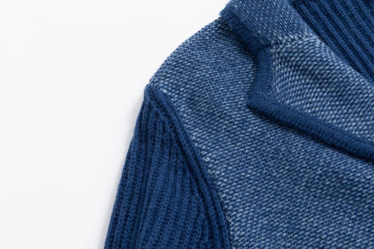 Ribbed Sleeve Knit Blazer - Blue - Image 5