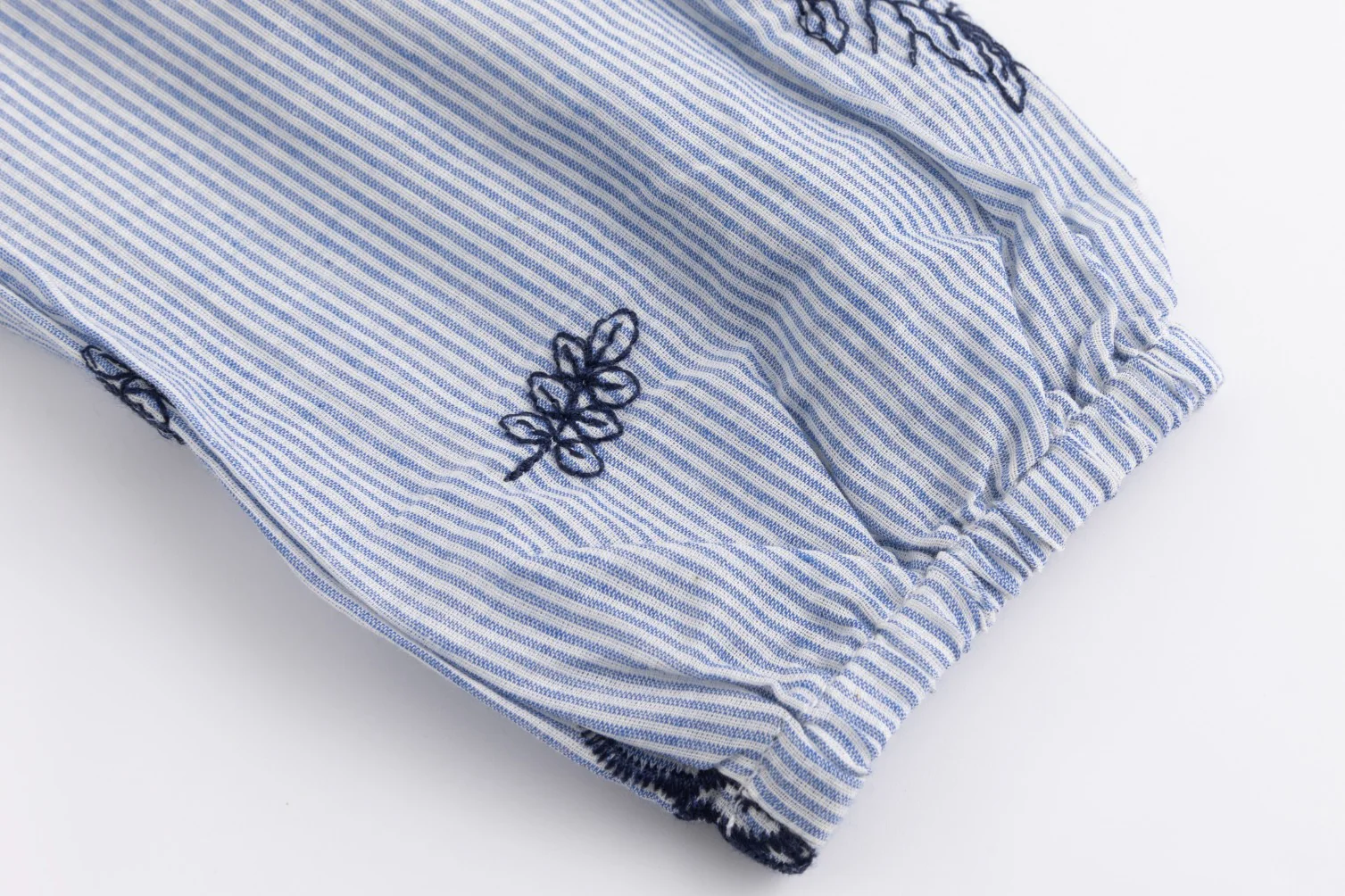 Blue Striped Blouse With Embroidery - Image 4