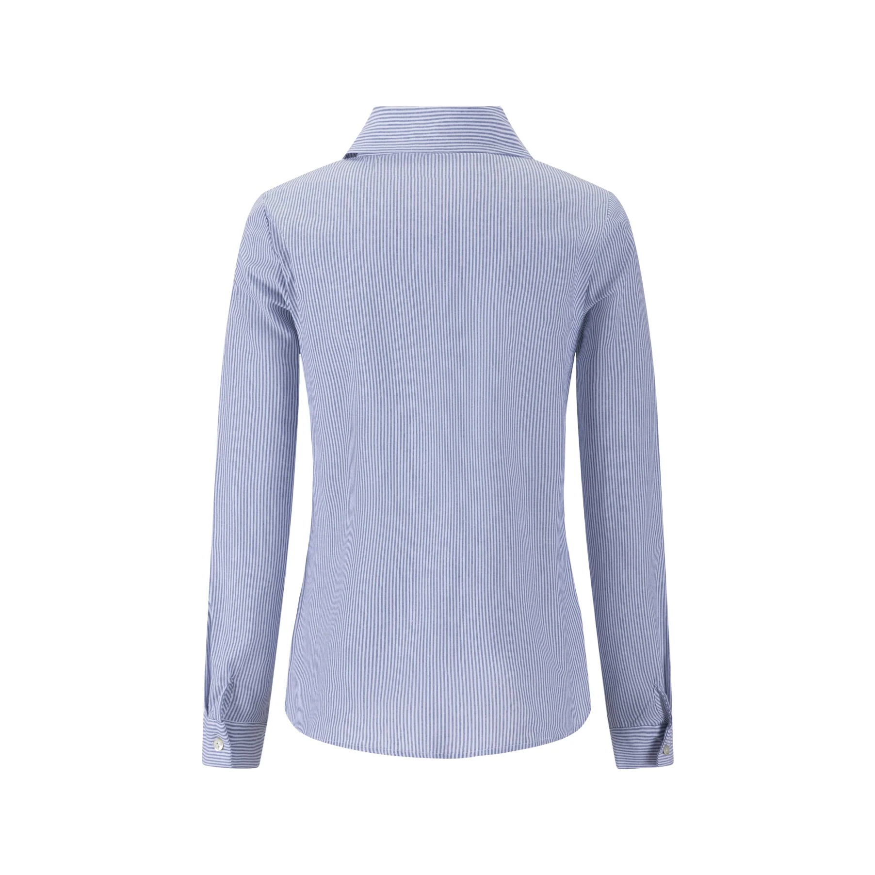 Blue Stripes Shirt With Navy Flower Embroidery - Image 3
