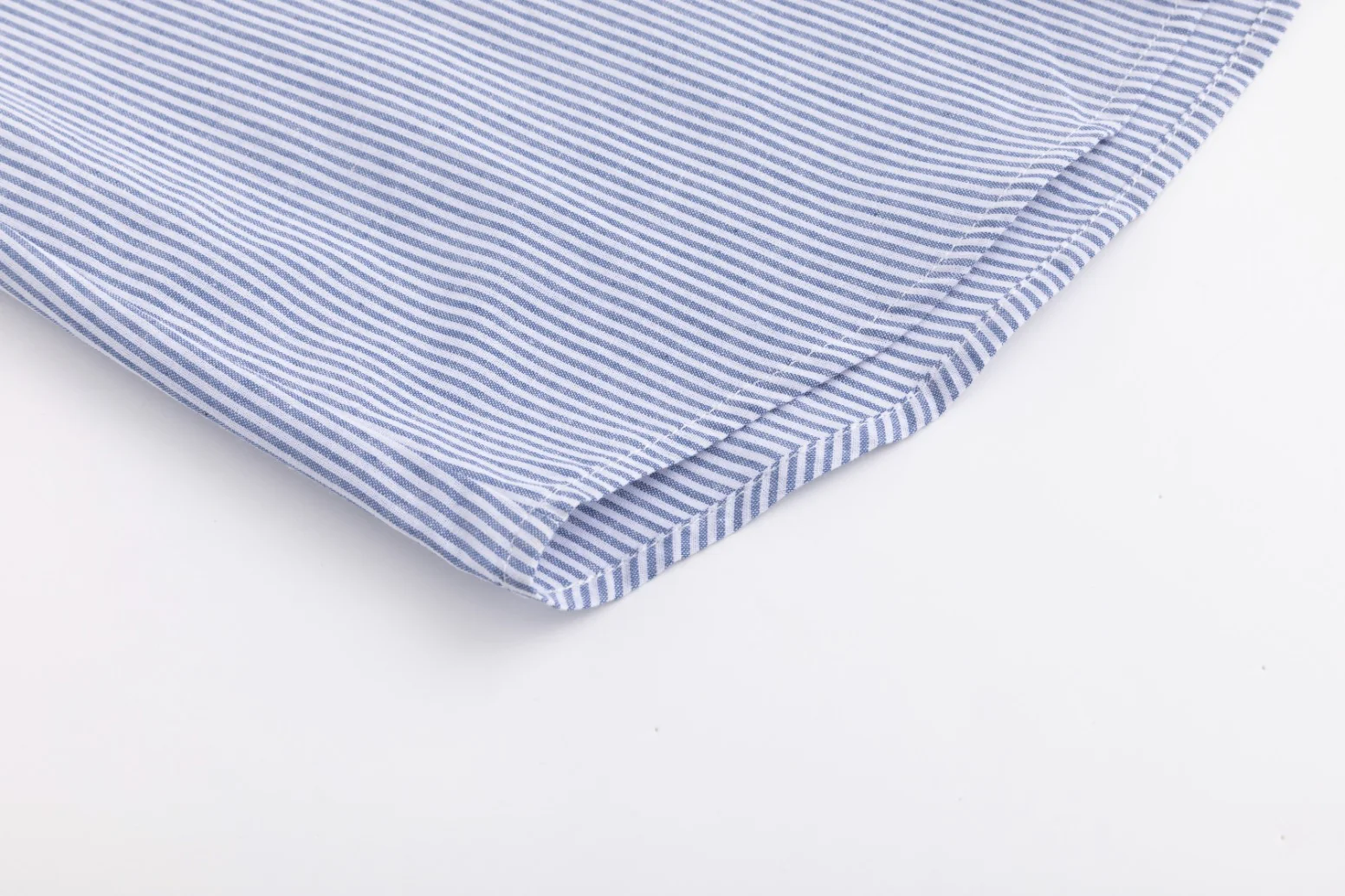 Blue Stripes Shirt With Navy Flower Embroidery - Image 4