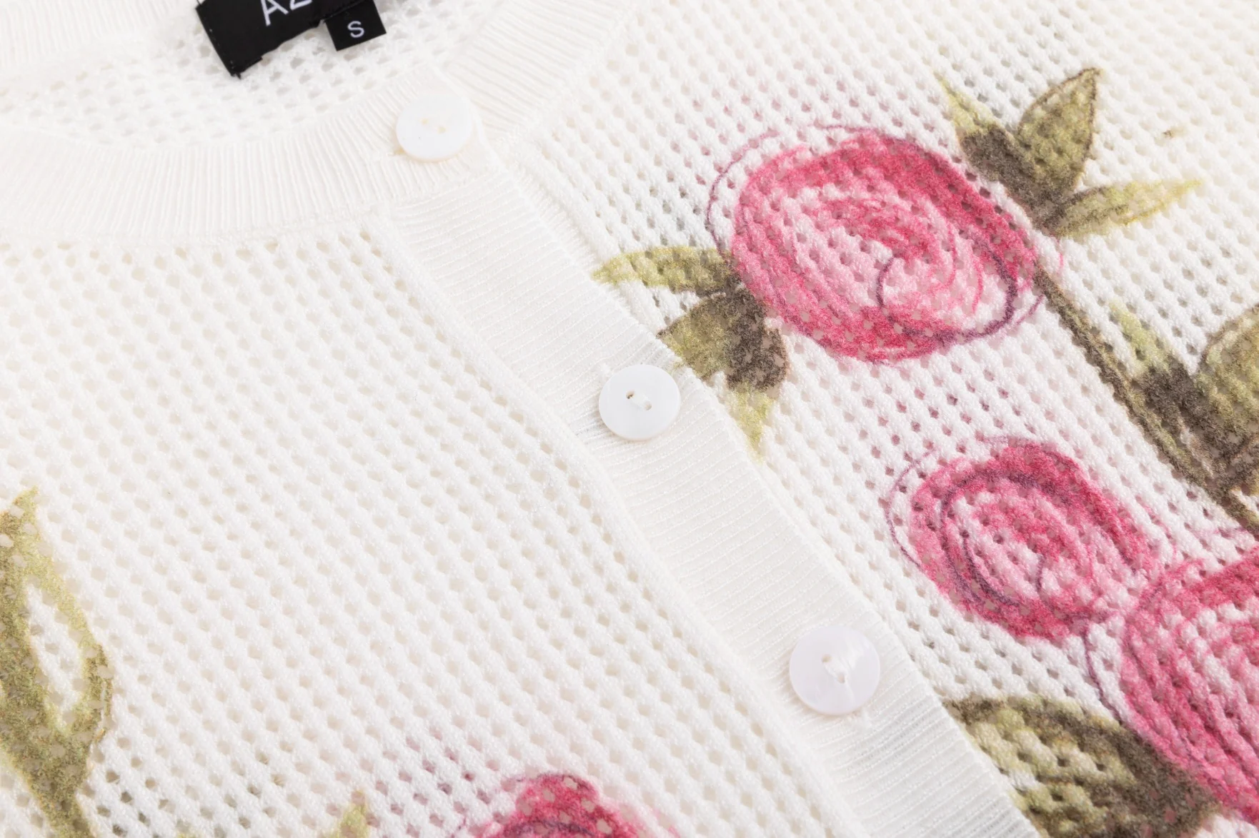 Box Hole Knit Painted Floral Sweater - Image 5