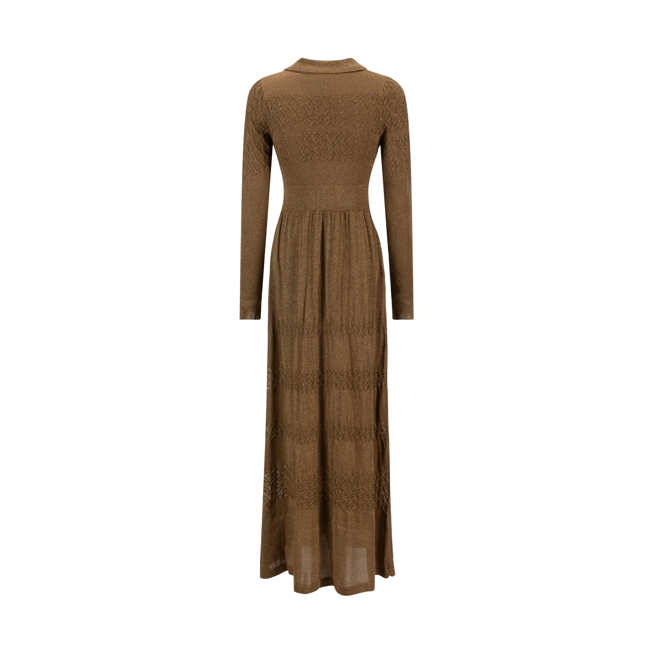 Brown Knit Dress With Collar - Image 3