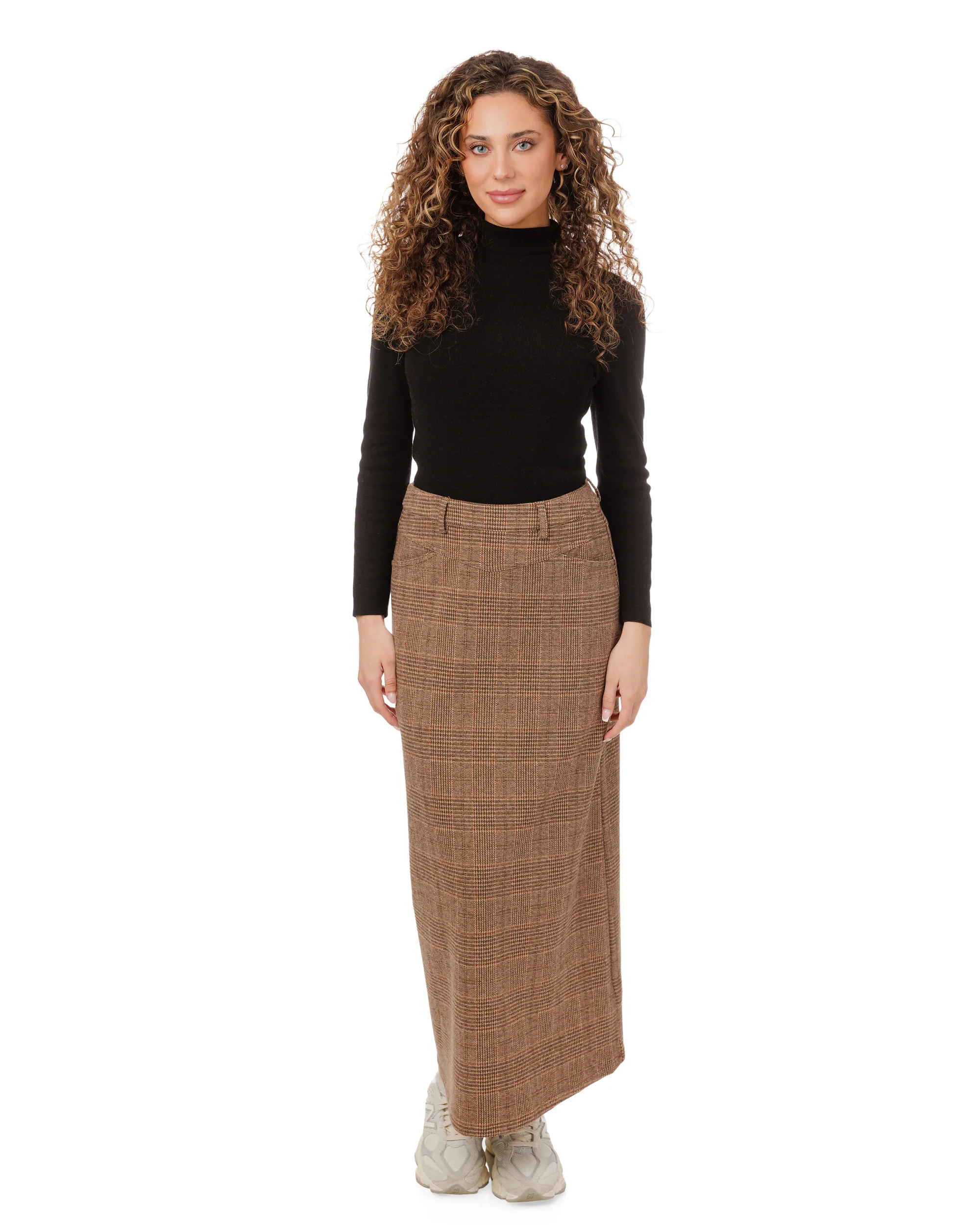 Brown Plaid Midi Skirt - Image 2