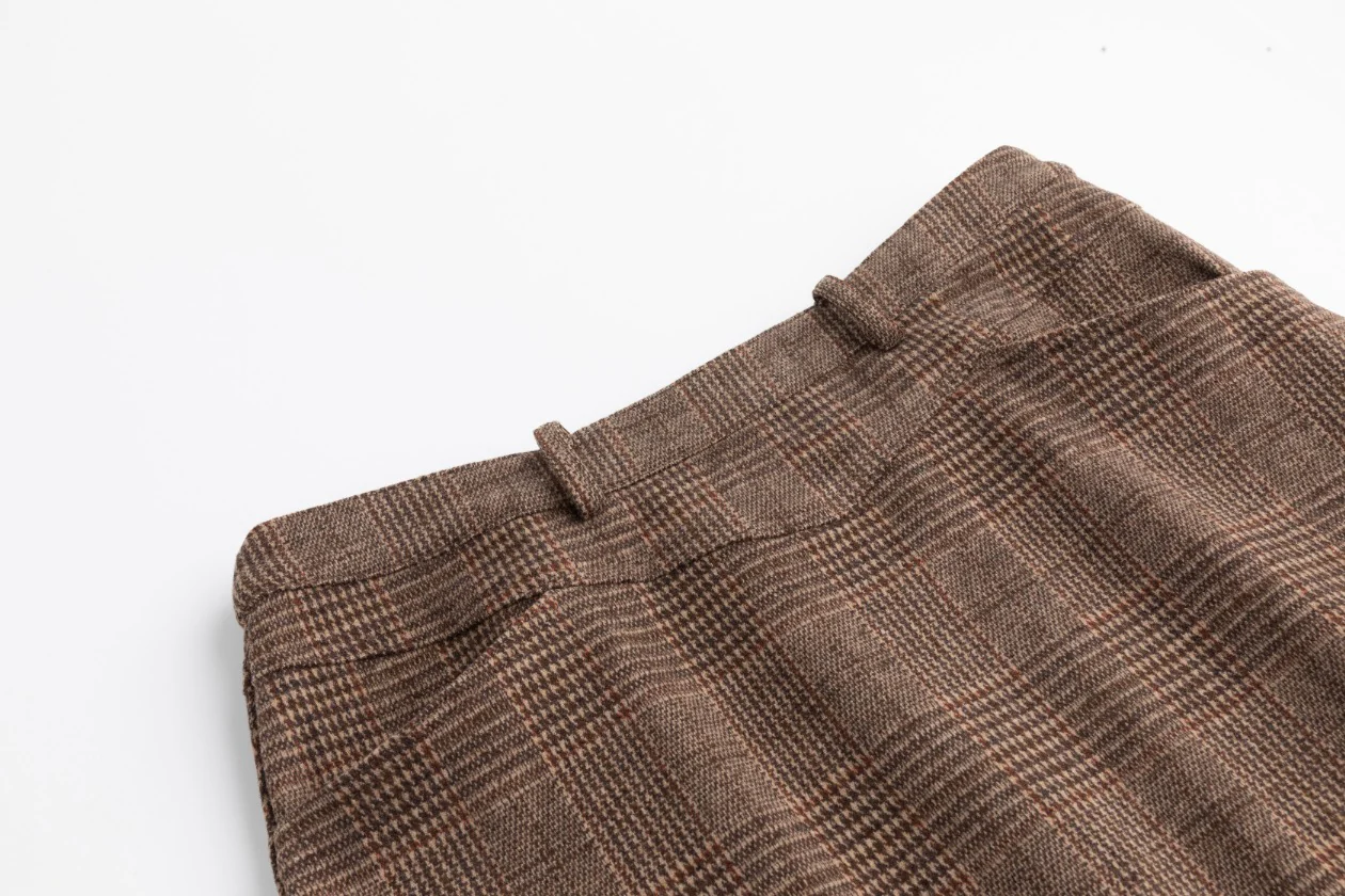 Brown Plaid Midi Skirt - Image 5