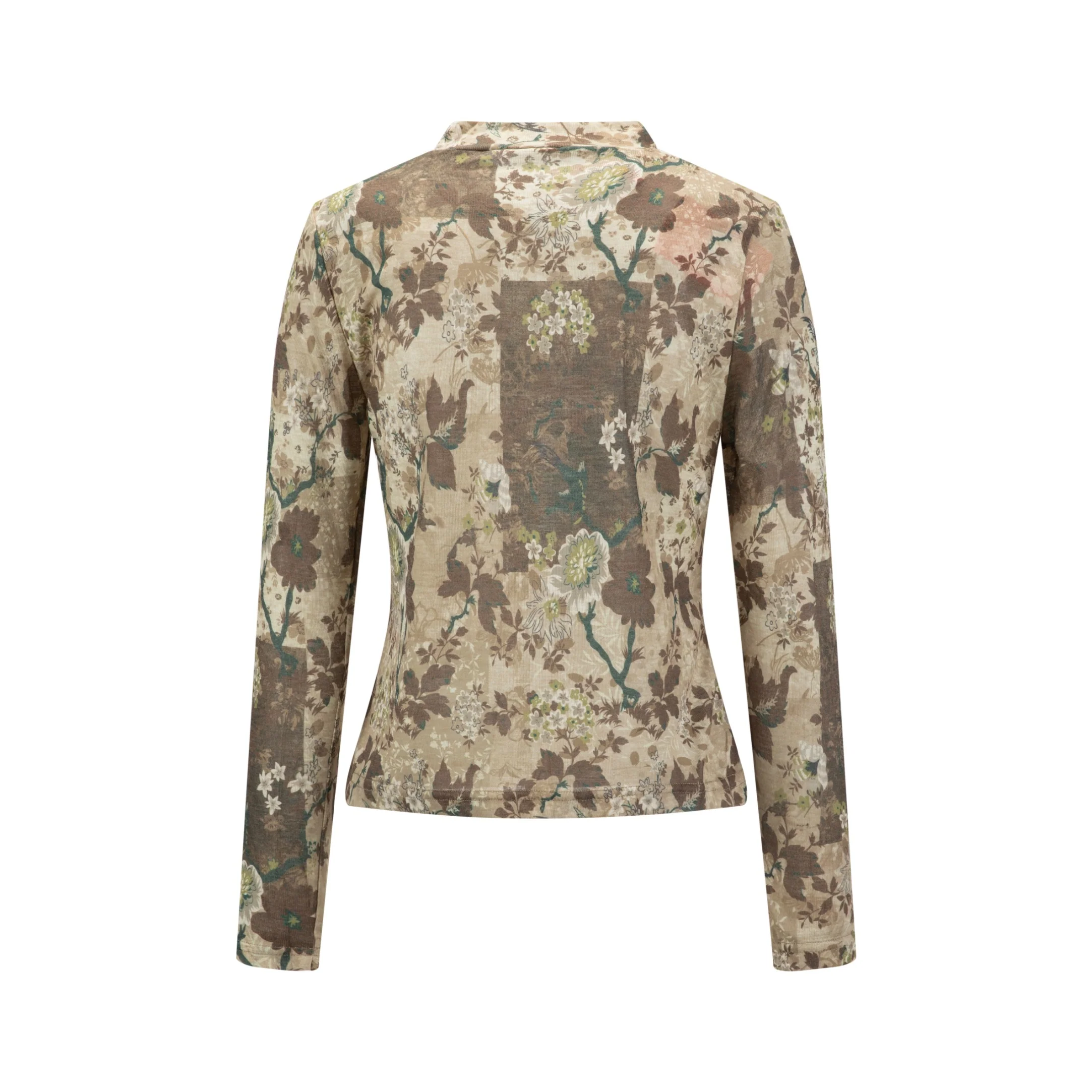 Brown Printed Mock Neck - Image 3