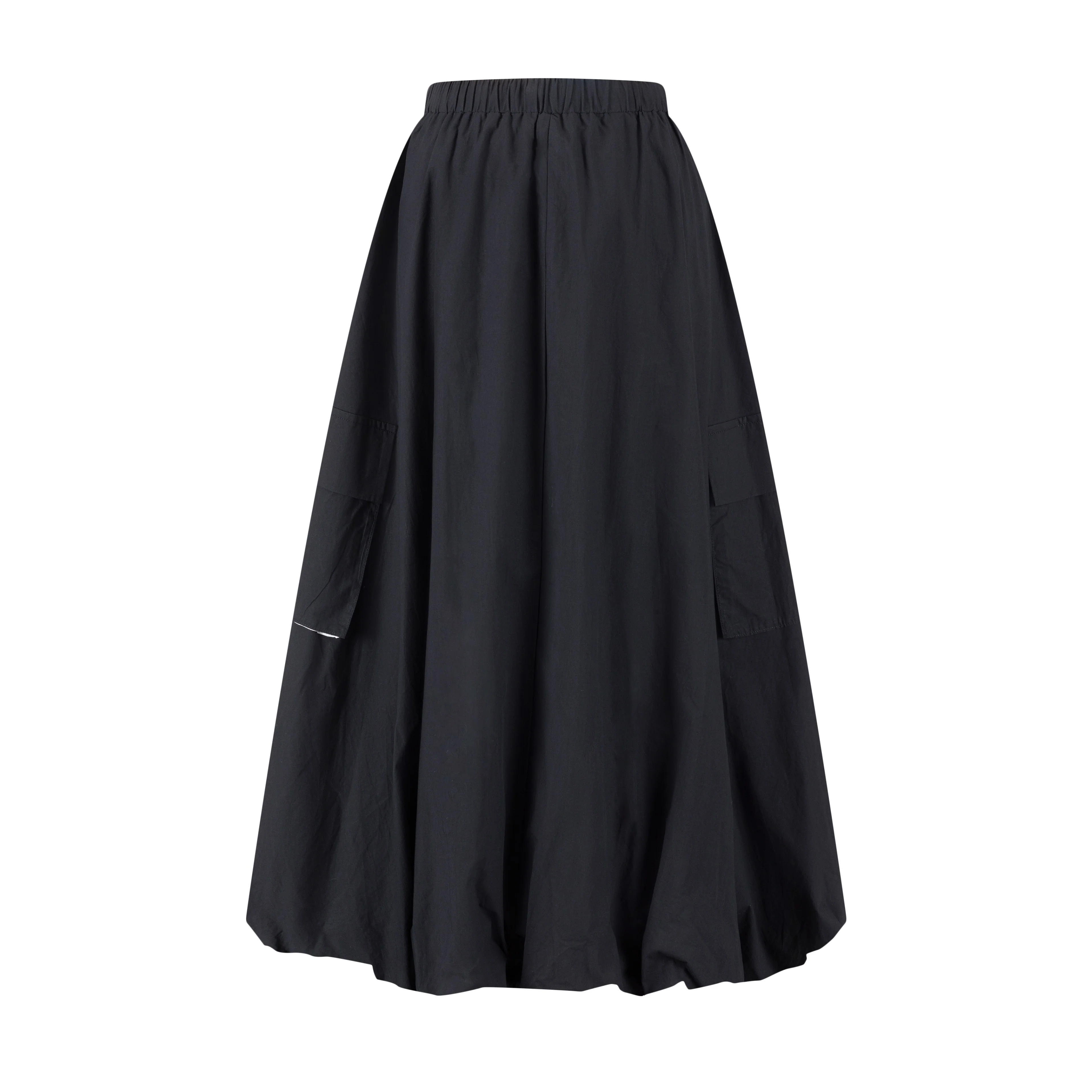 Bubble Skirt With Black Drawstring And Cargo Pocket- Black - Image 3