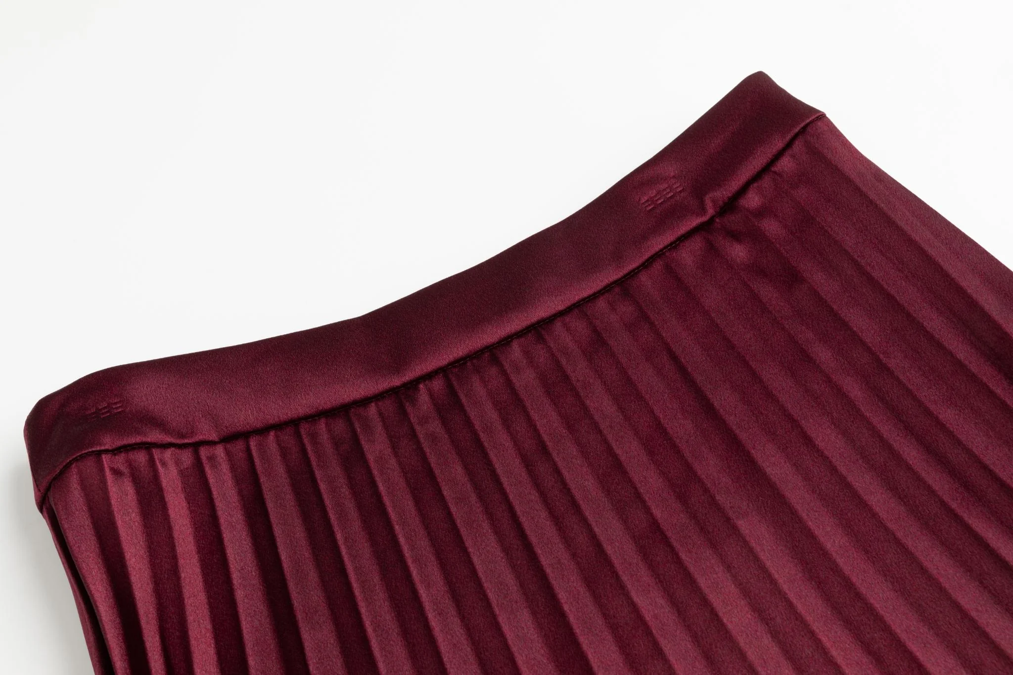 Burgundy Pleated Satin Skirt - Image 4