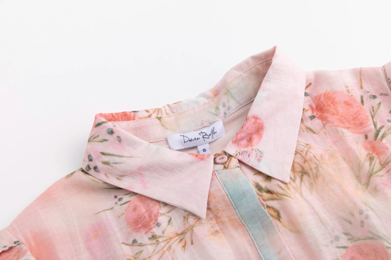 Butterfly Print Pink Dress With Braided Belt - Image 5