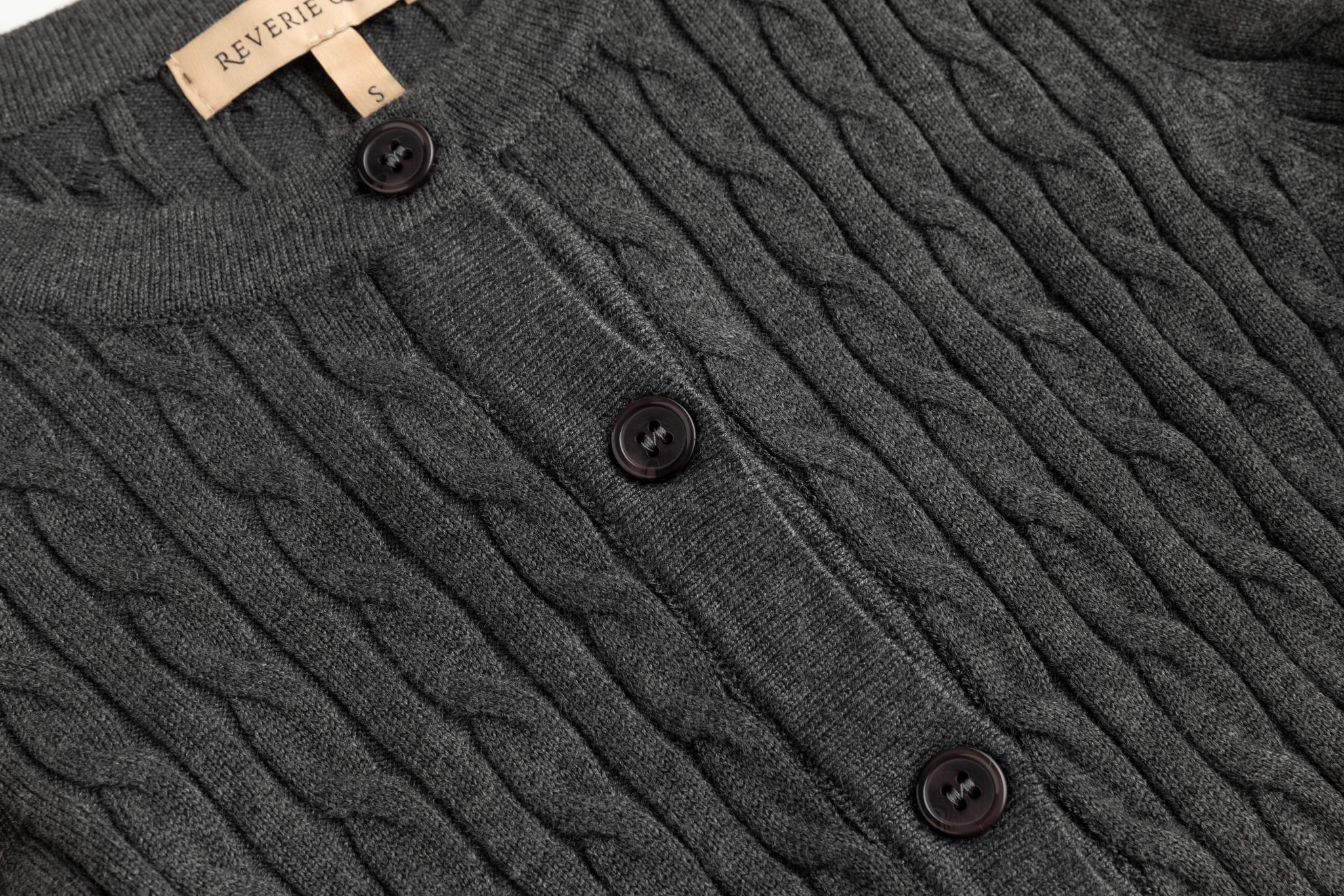 Cable Knit Cardigan - Grey - Image 4