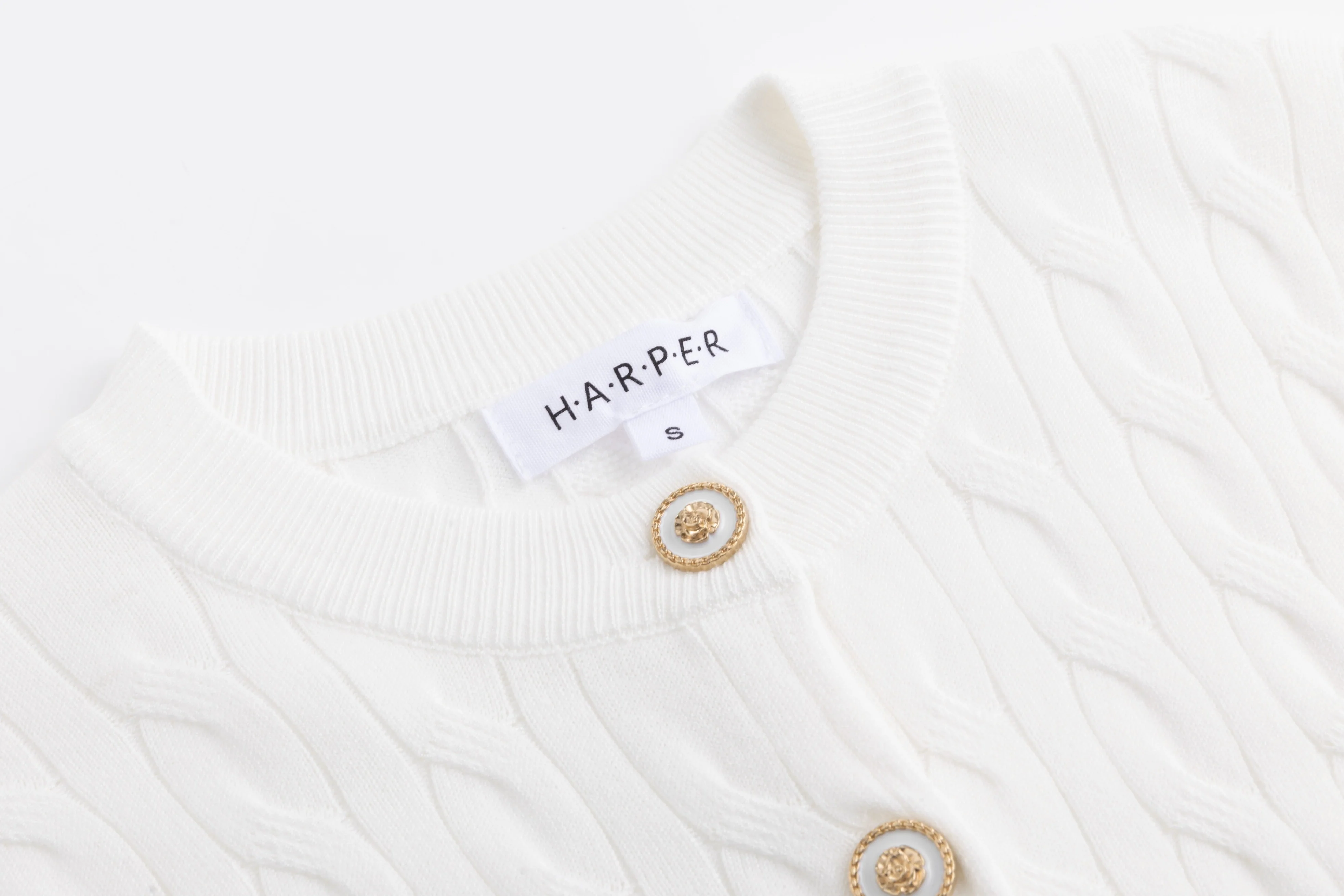 Cable Knit Cardigan With Detailed Buttons - Ivory - Image 4