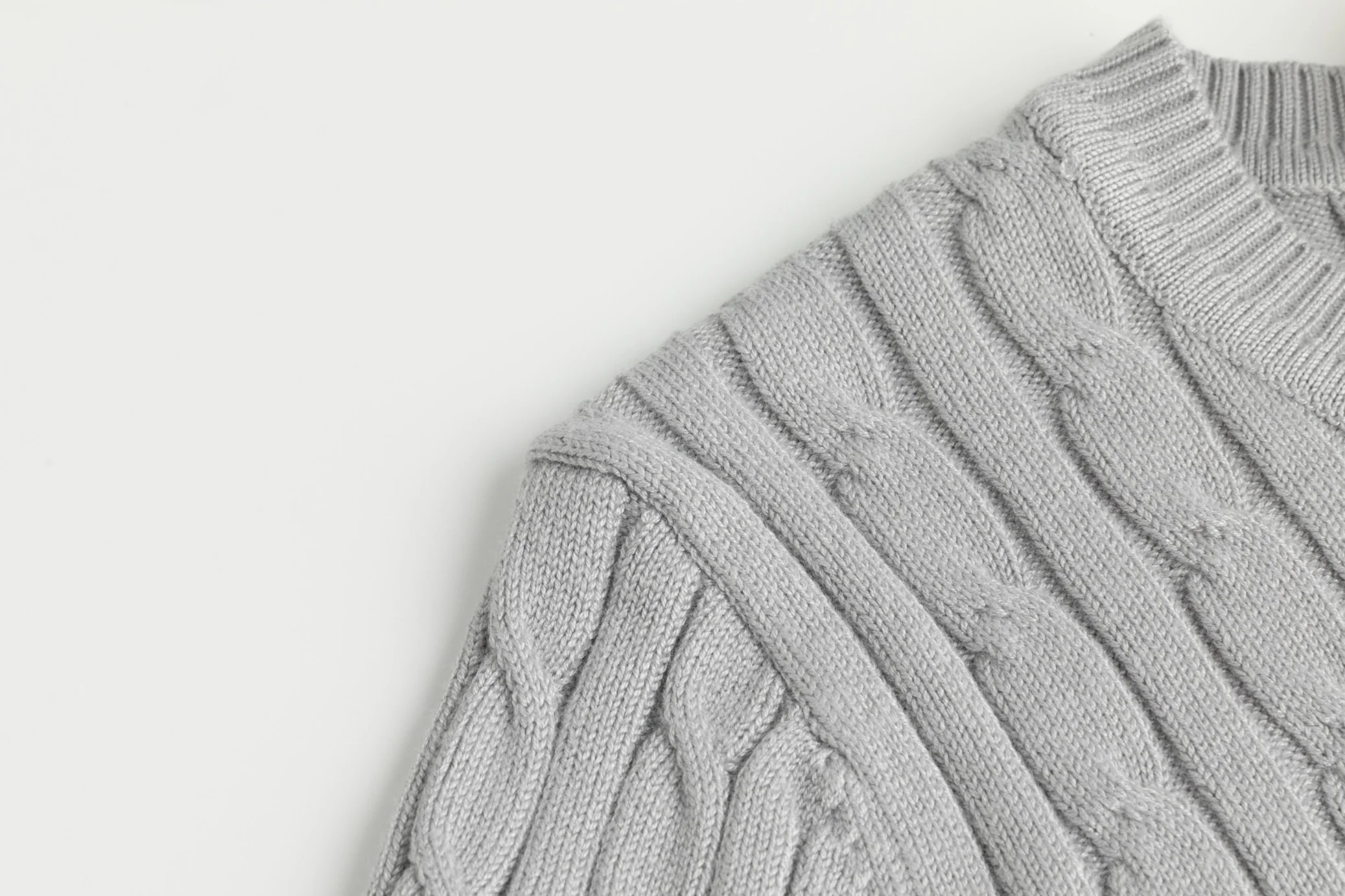 Cable Knit Sweater - Light Gray - Image 5