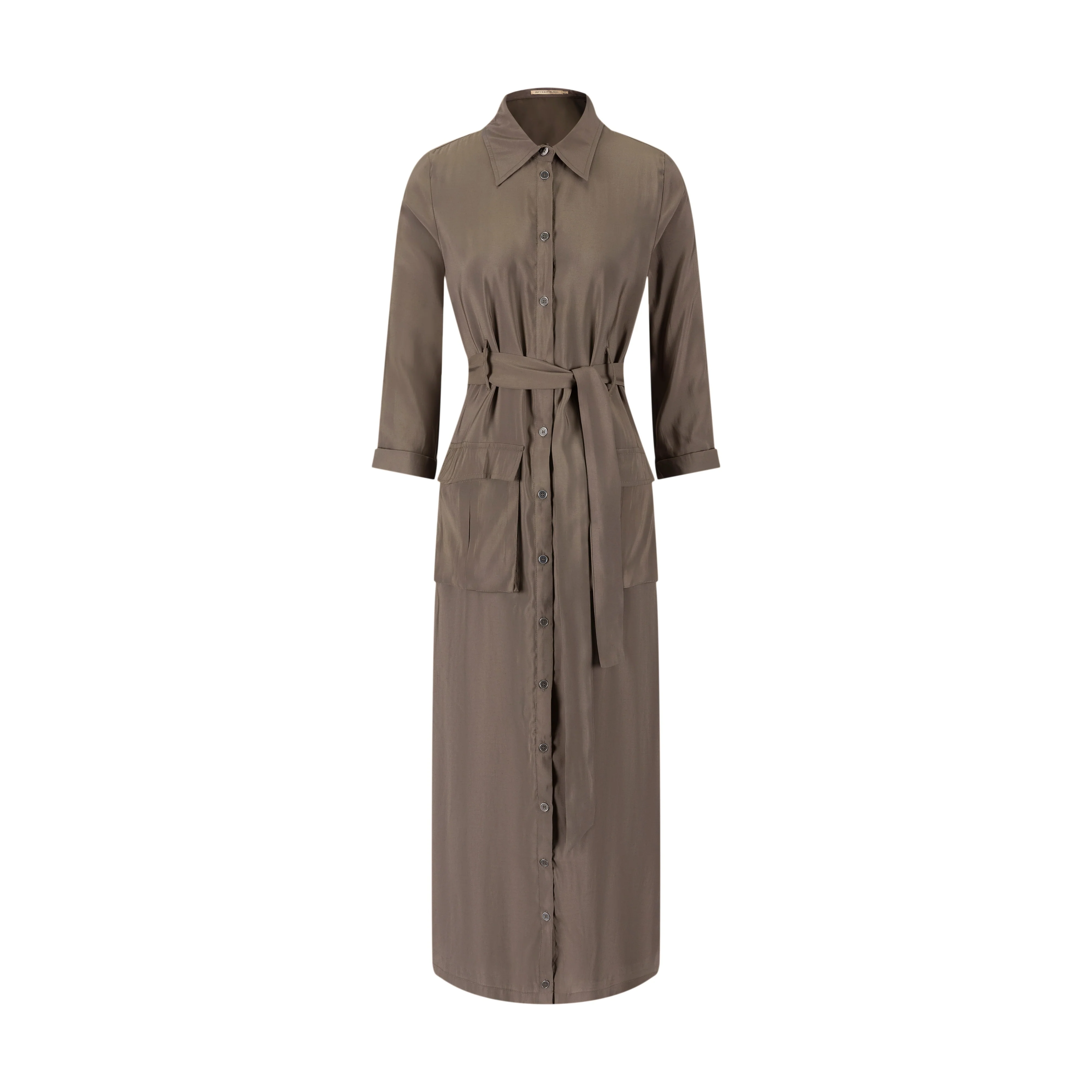 Cargo Linen Dress- Brown - Image 2
