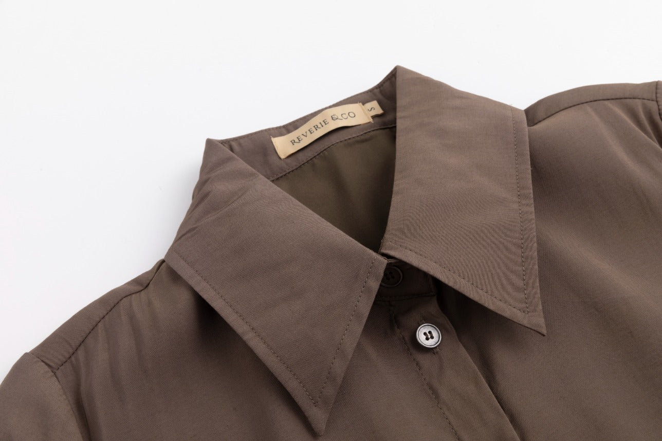 Cargo Linen Dress- Brown - Image 4