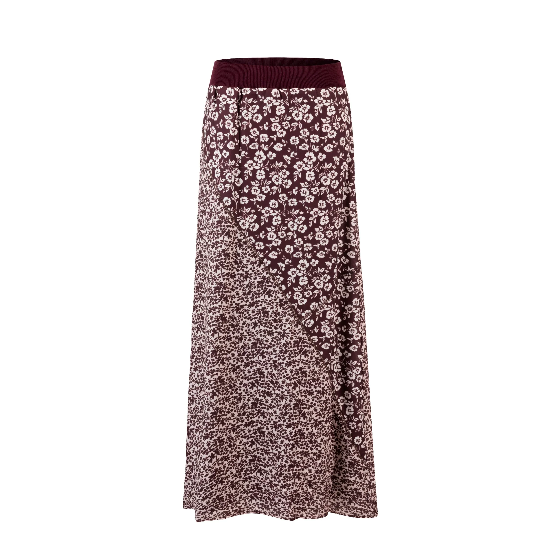 Colorblock Printed Skirt - Maroon - Image 2