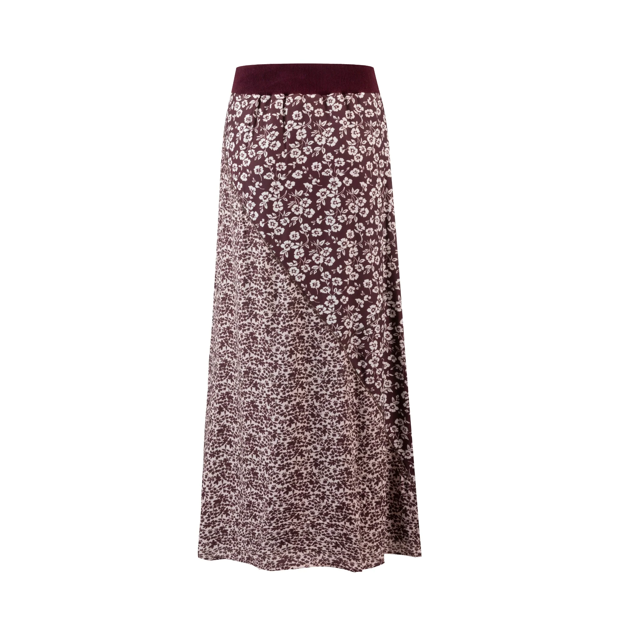 Colorblock Printed Skirt - Maroon - Image 3