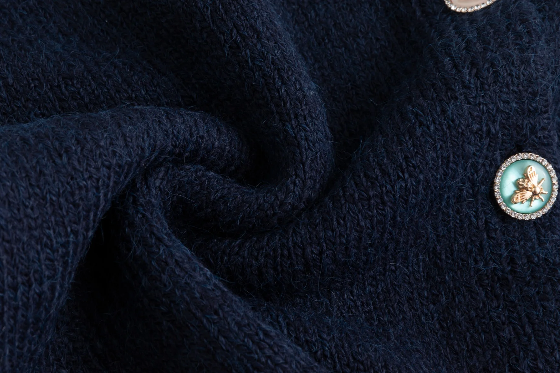 Colored Bee Button Knit Cardigan - Navy - Image 6