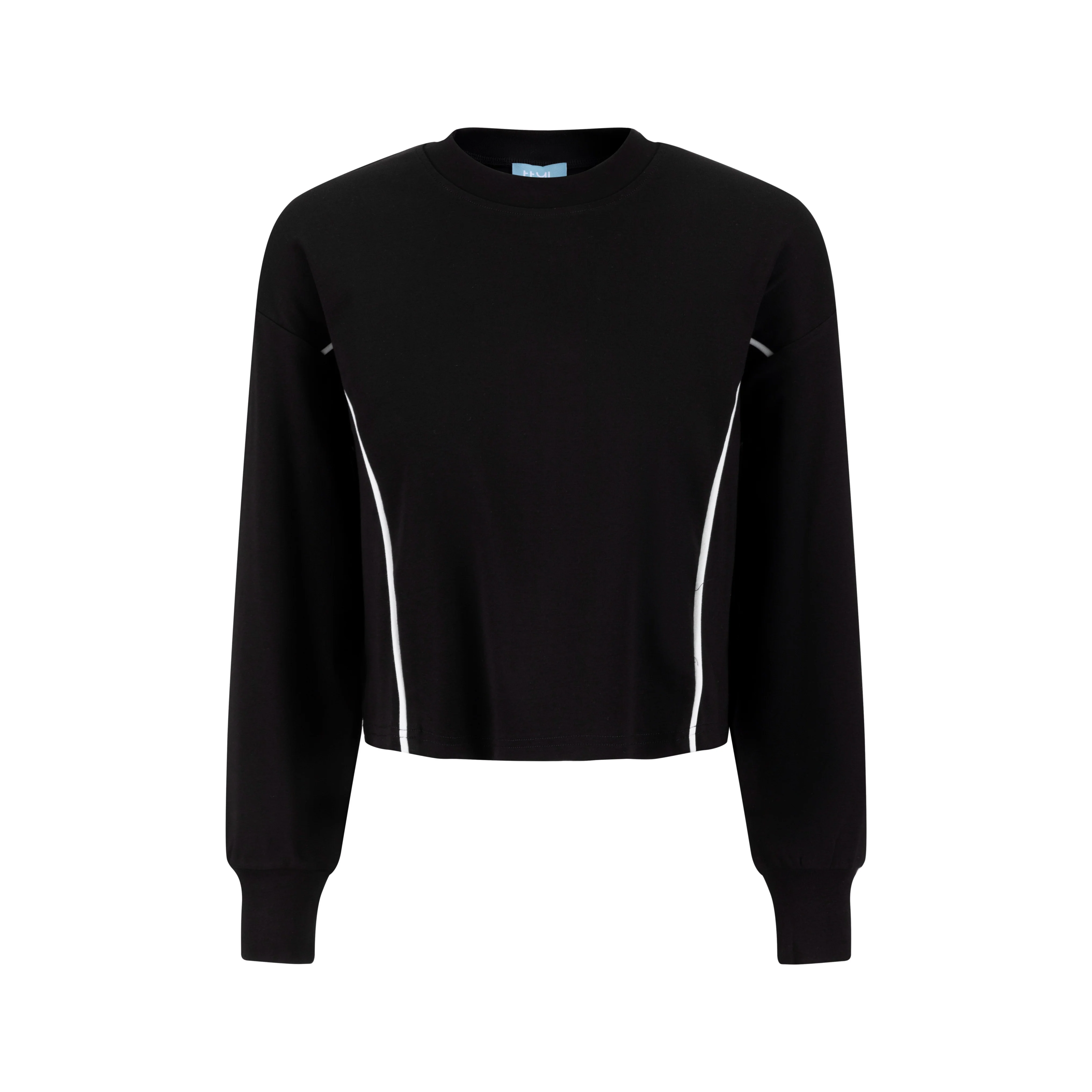 Contrast Pink Seam T-Shirt - Black