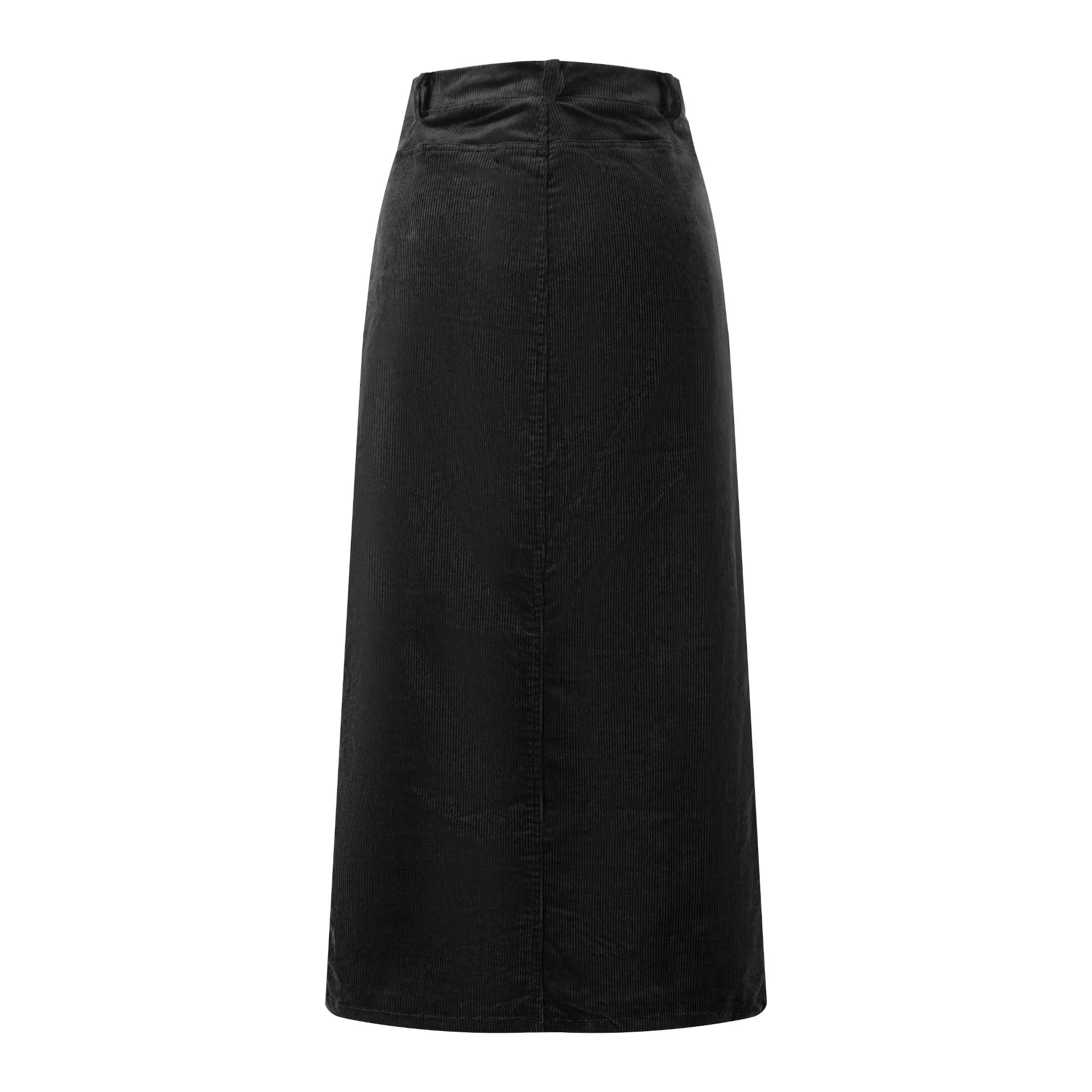 Corduroy Straight Skirt - Black - Image 2