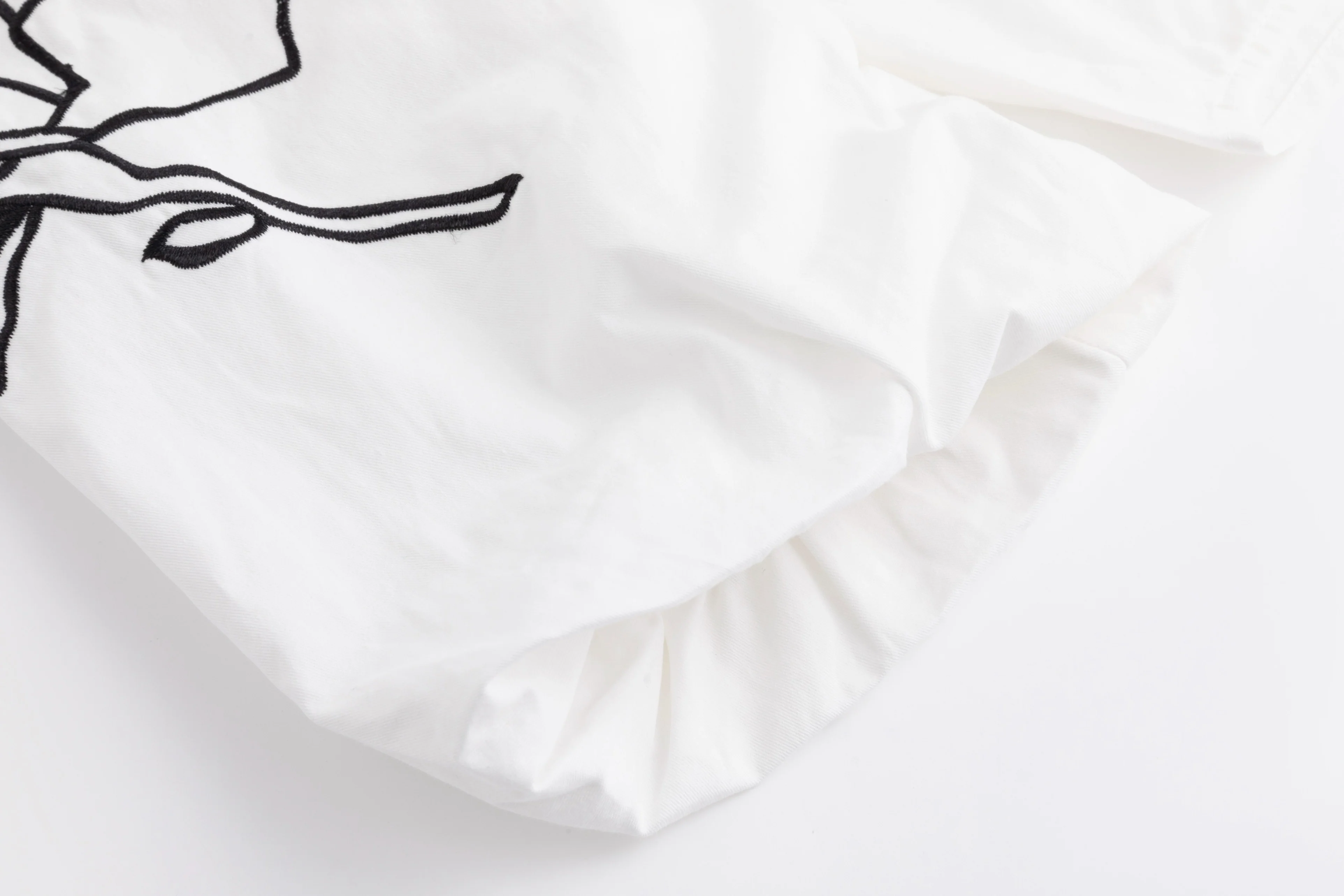 Cotton Blouse With Embroidered Sleeves - Ivory - Image 3