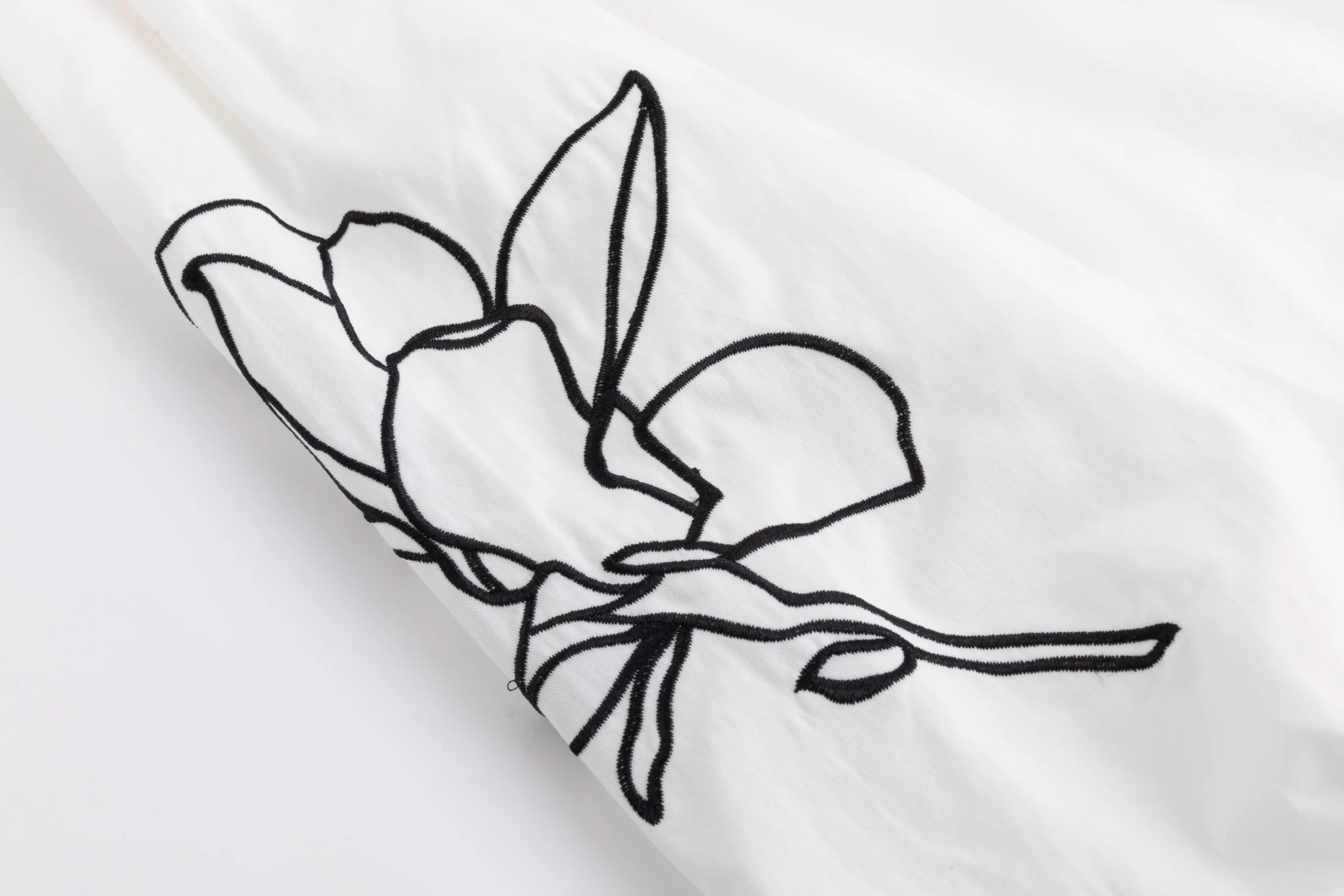 Cotton Blouse With Embroidered Sleeves - Ivory - Image 5