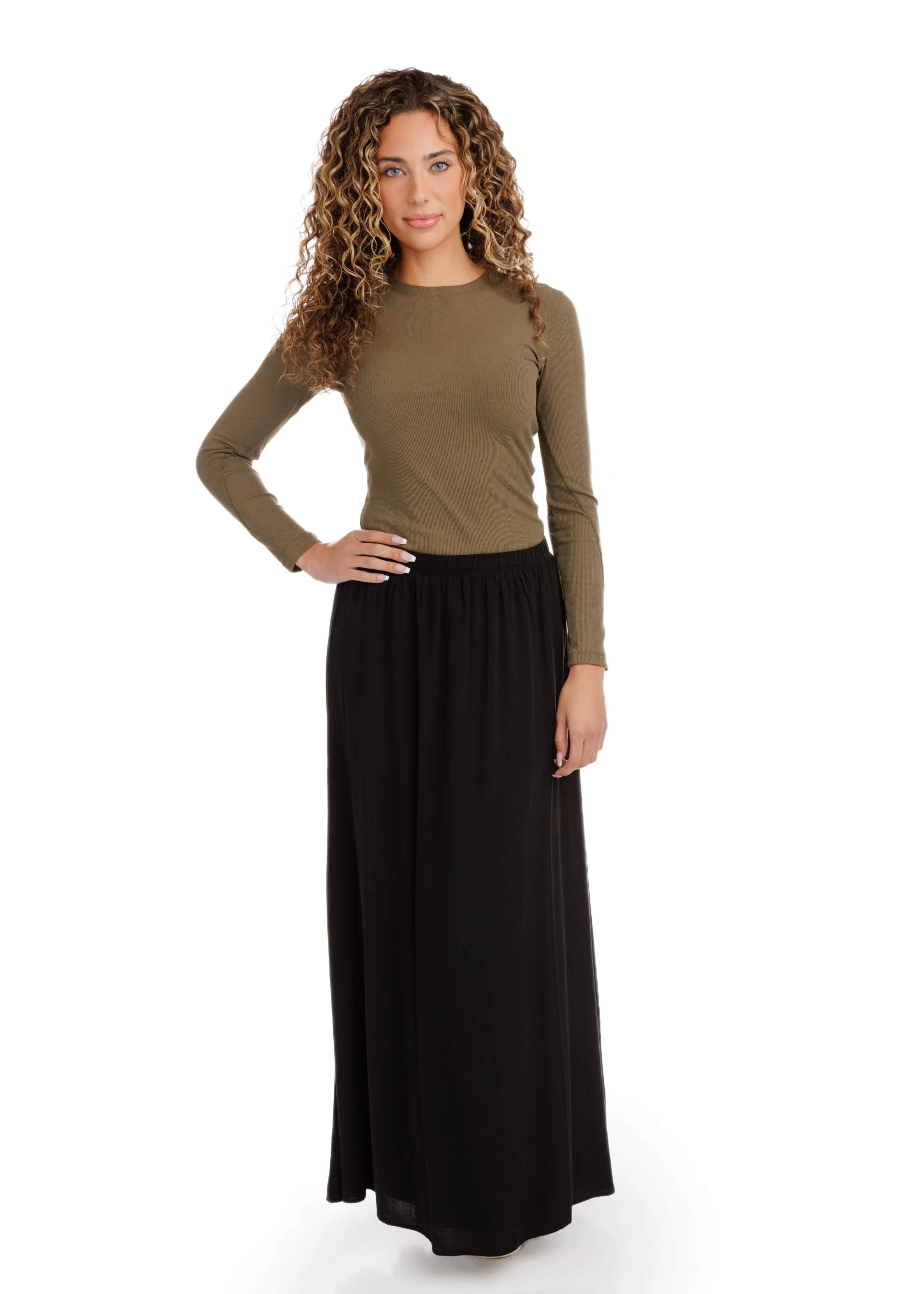 Cotton Flair Skirt - Black - Image 3