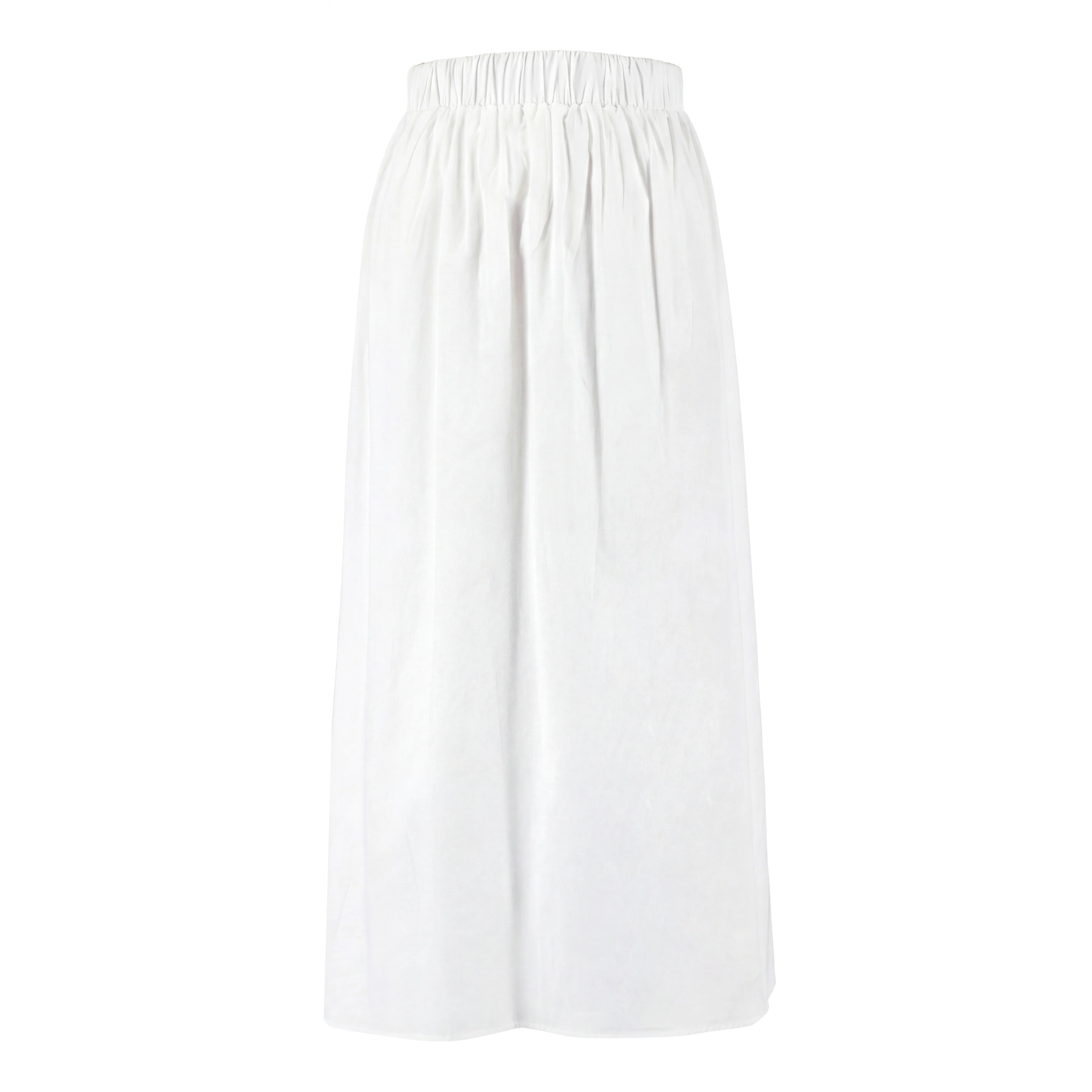Cotton Skirt With Embroidered Waistband - Ivory - Image 2