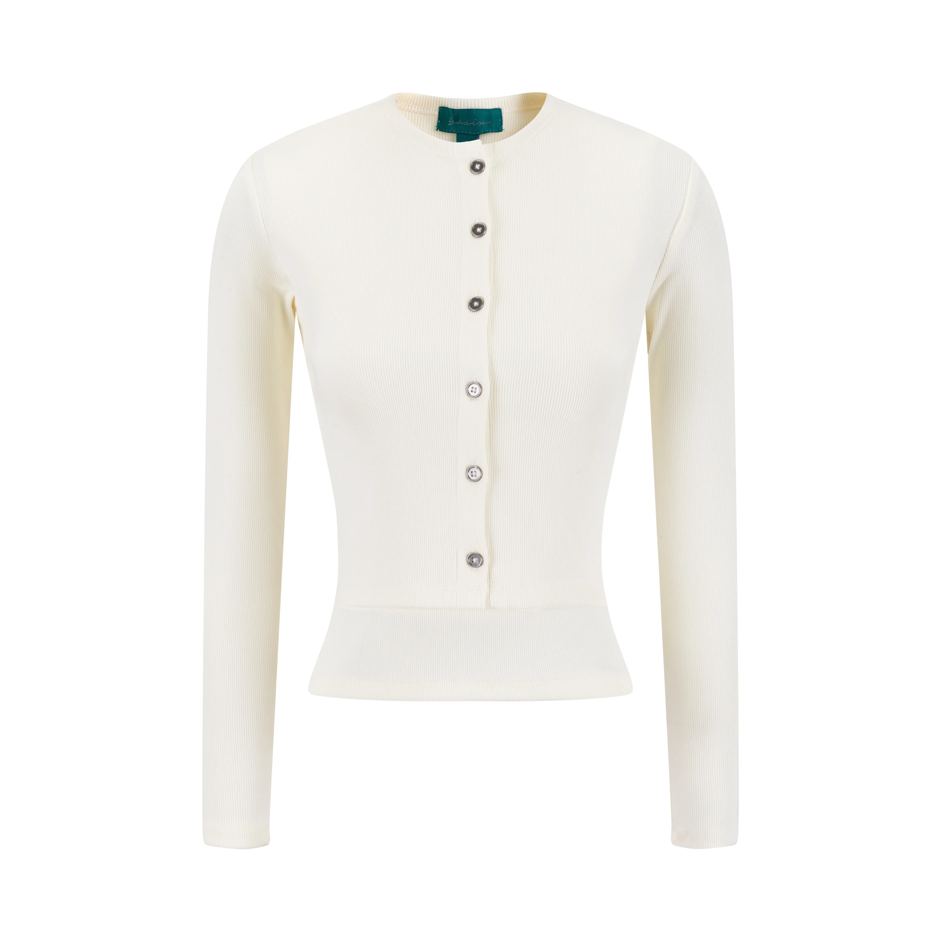 Cropped Ribbed Twin Set- Cream - Image 2