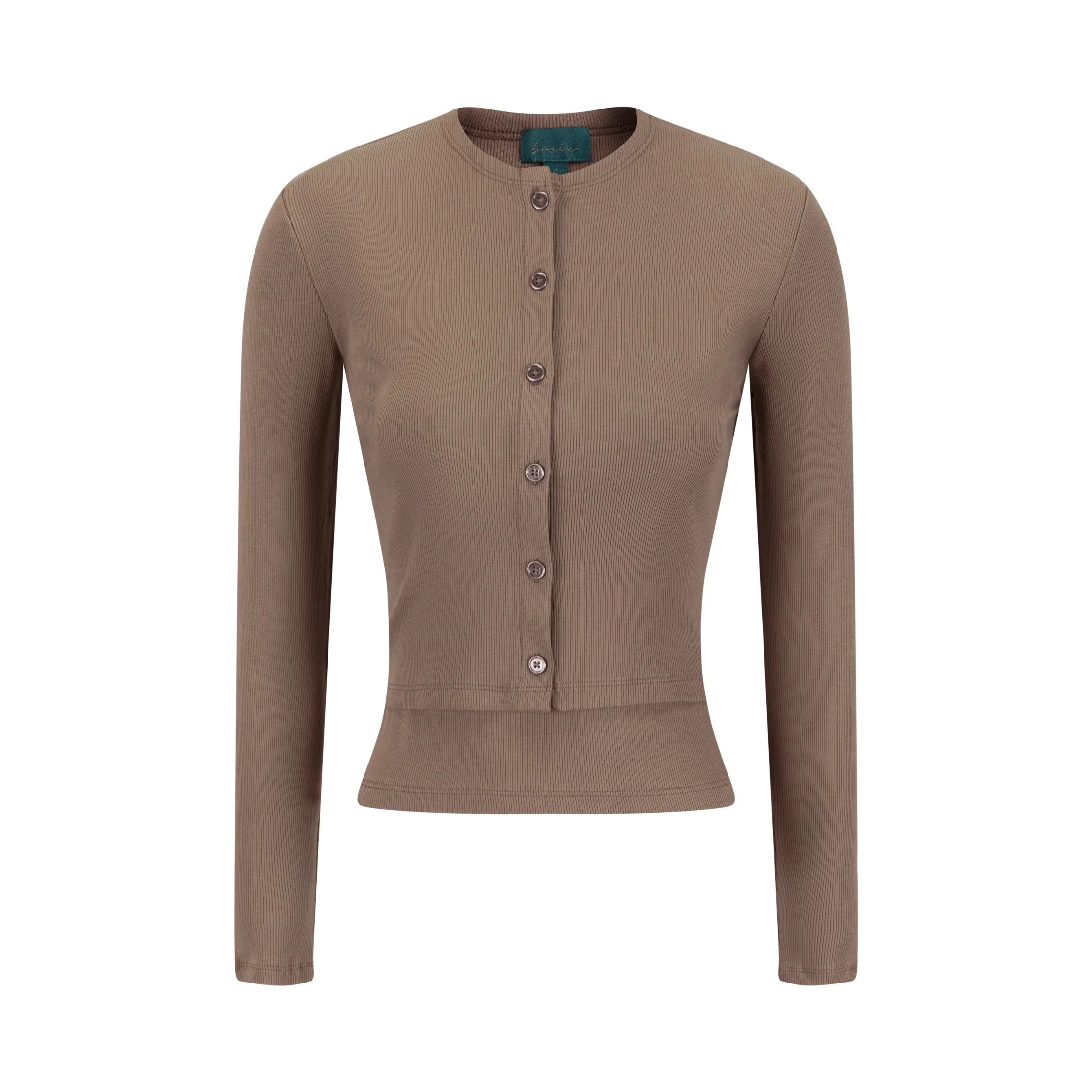Cropped Ribbed Twin Set- Fawn - Image 2