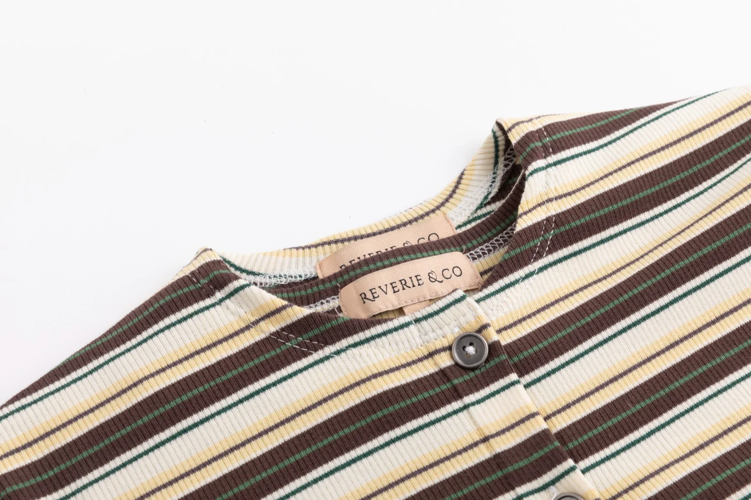 Cropped Ribbed Twin Set- Striped-Brown And Yellow - Image 5