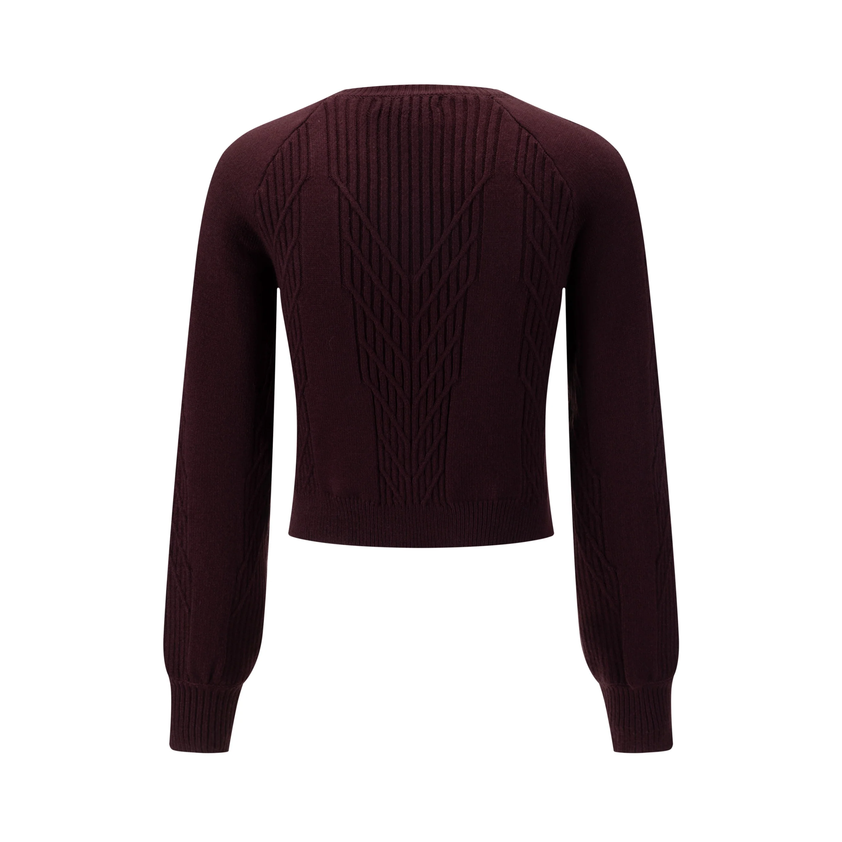 Cropped Textured Sweater - Burgundy - Image 2