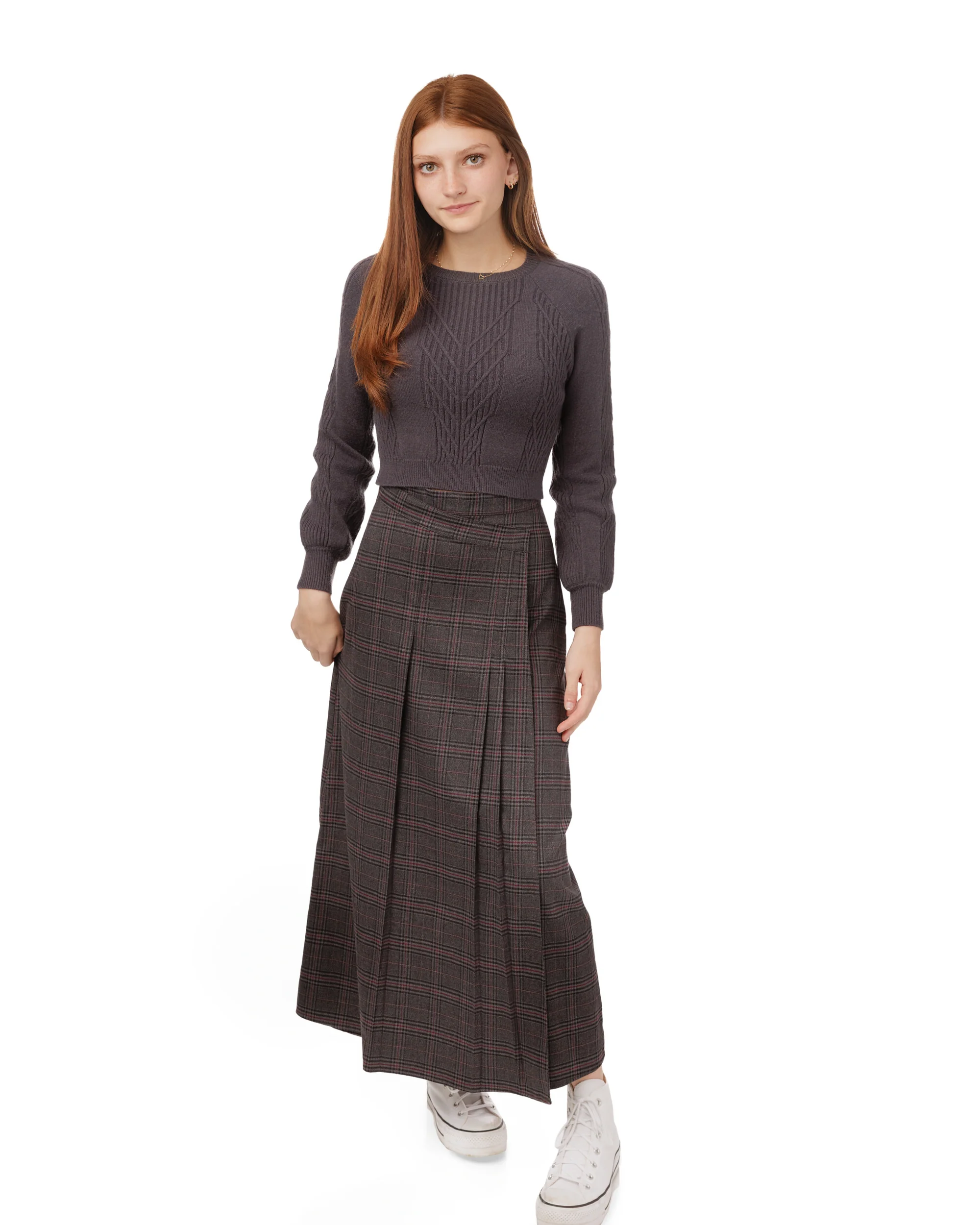 Cropped Textured Sweater - Heather Gray - Image 3