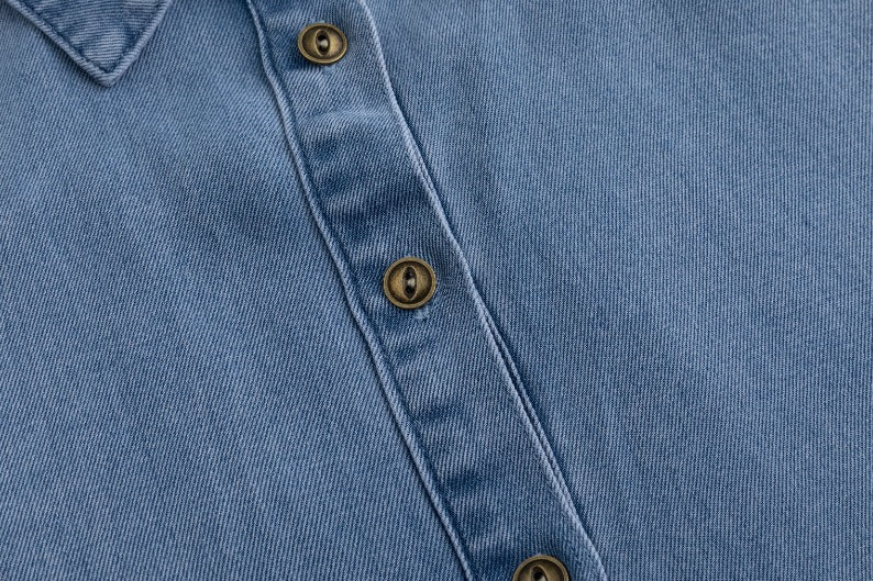 Denim Button Dress - Blue - Image 6