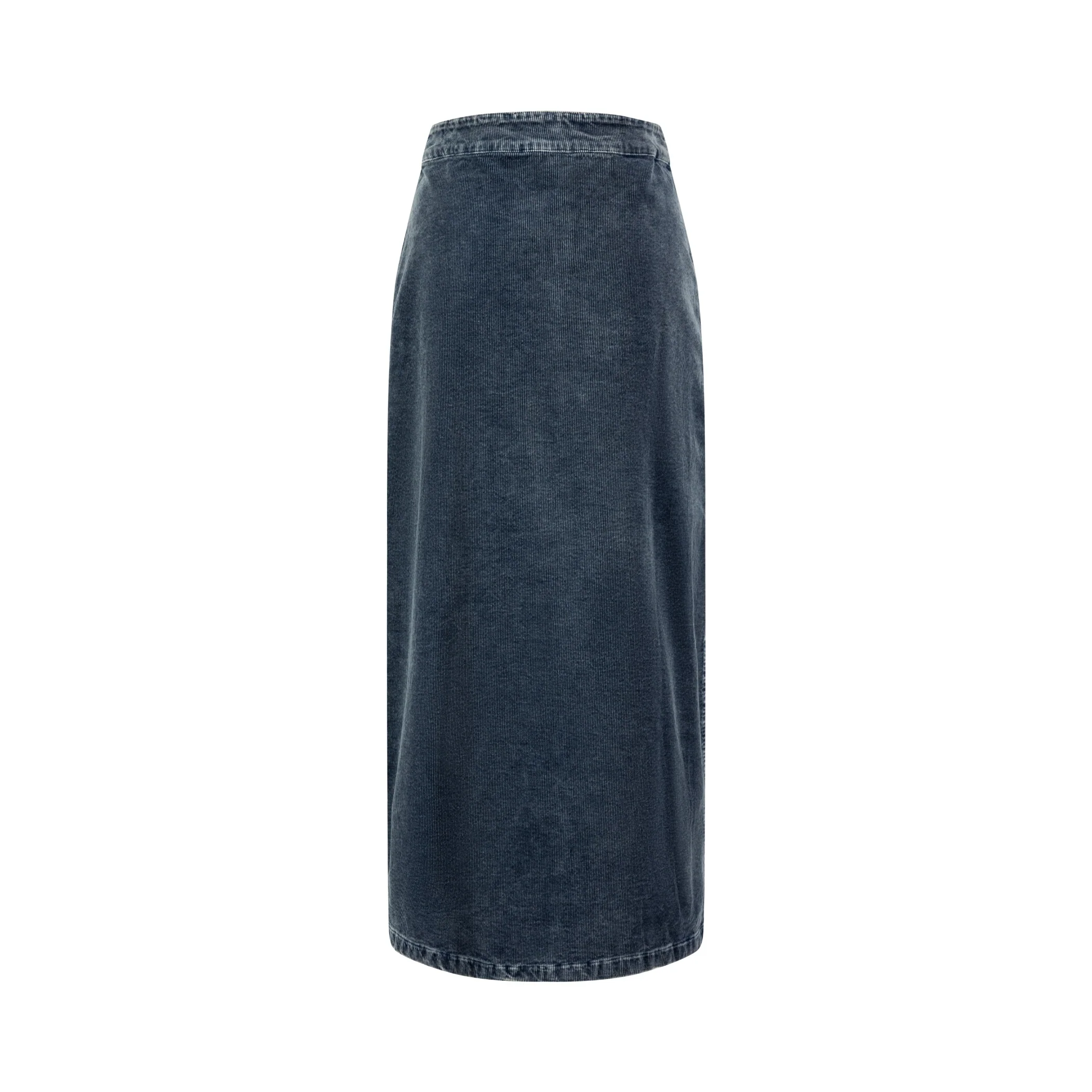 Denim Corduroy Midi Skirt - Light Blue - Image 3