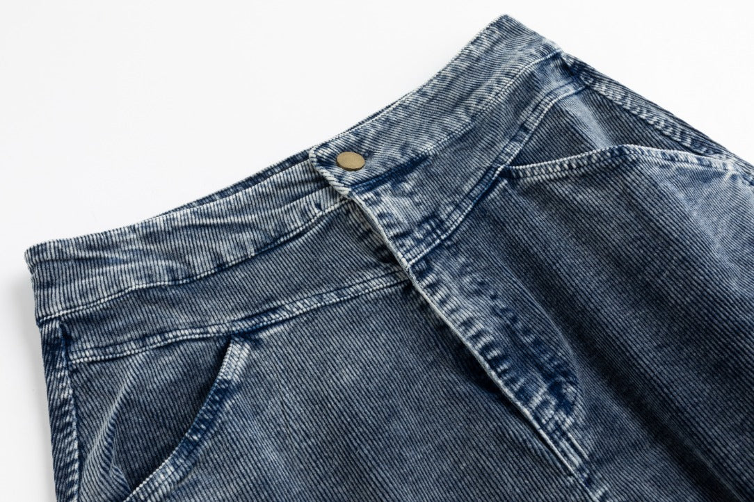 Denim Corduroy Midi Skirt - Light Blue - Image 4