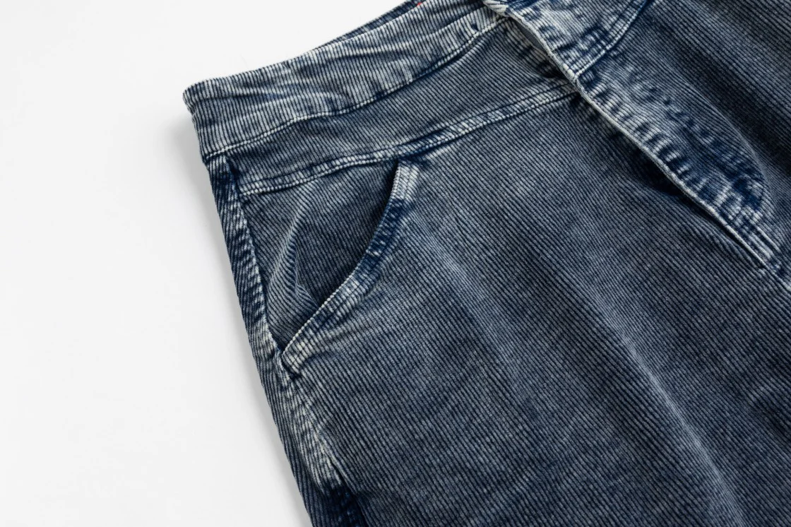 Denim Corduroy Midi Skirt - Light Blue - Image 5