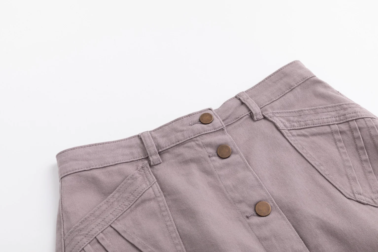 Denim Detail Pocket Skirt- Grey - Image 4